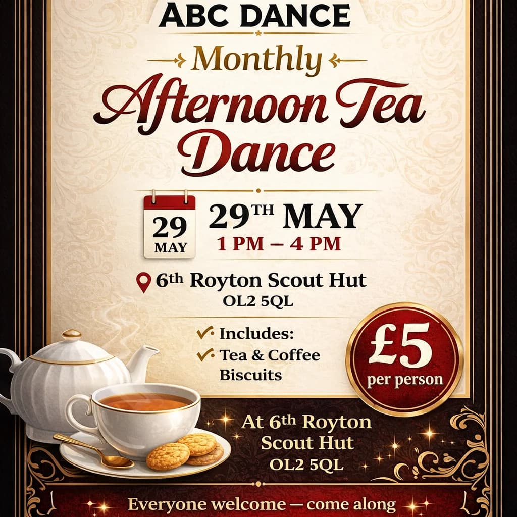 May Monthly Royton Tea Dance at 6th Royton Scout Hut