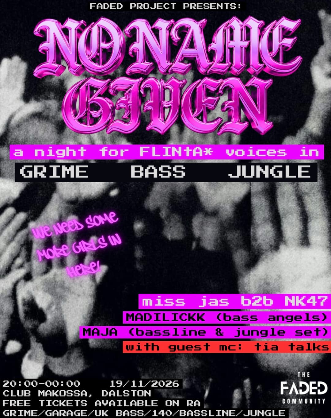 No Name Given - FREE FLINTA* BASS / GRIME / JUNGLE / DUBSTEP