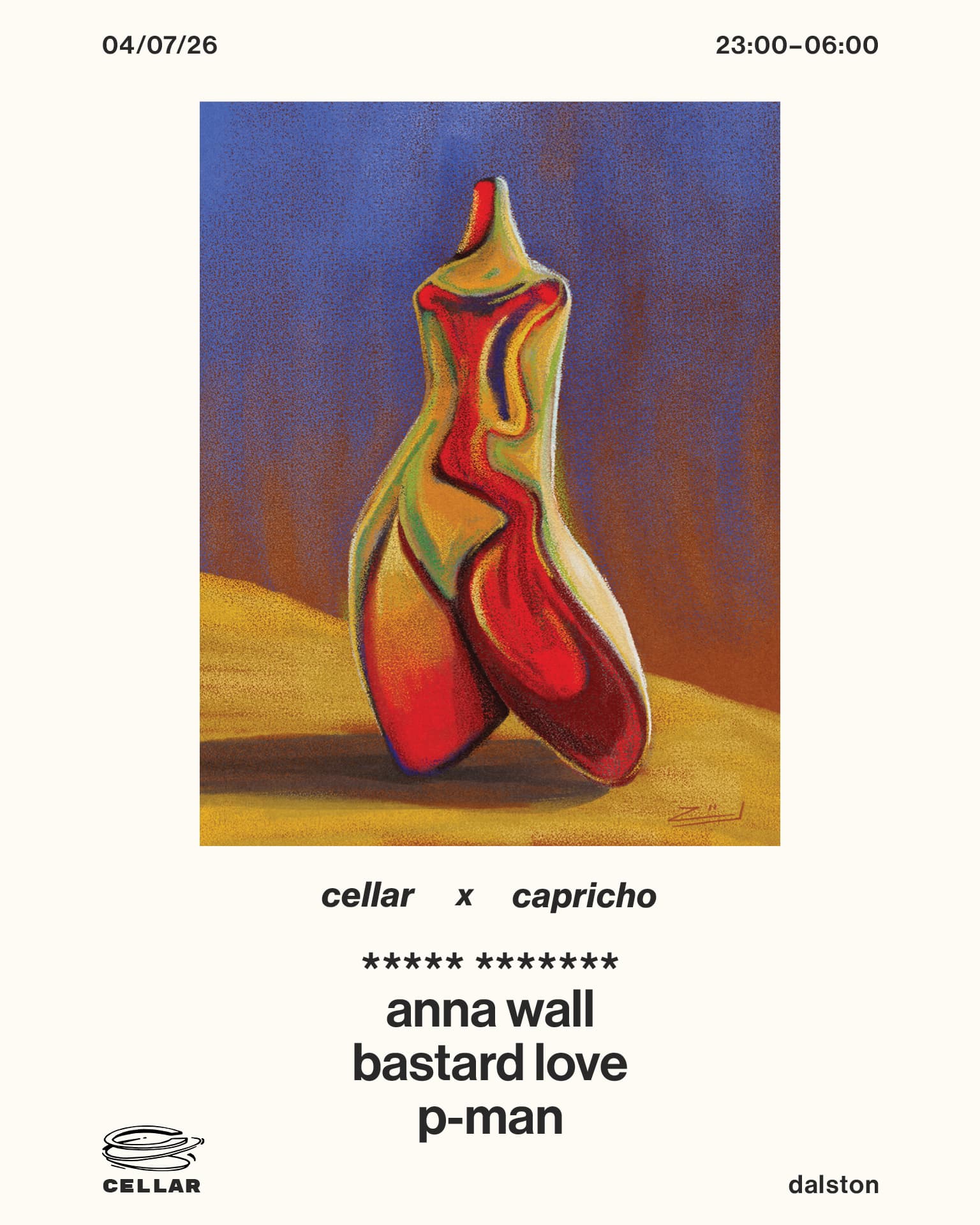 *cellar x capricho w/ Anna Wall, ***** *******, Bastard Love & P-Man at London Venue TBA