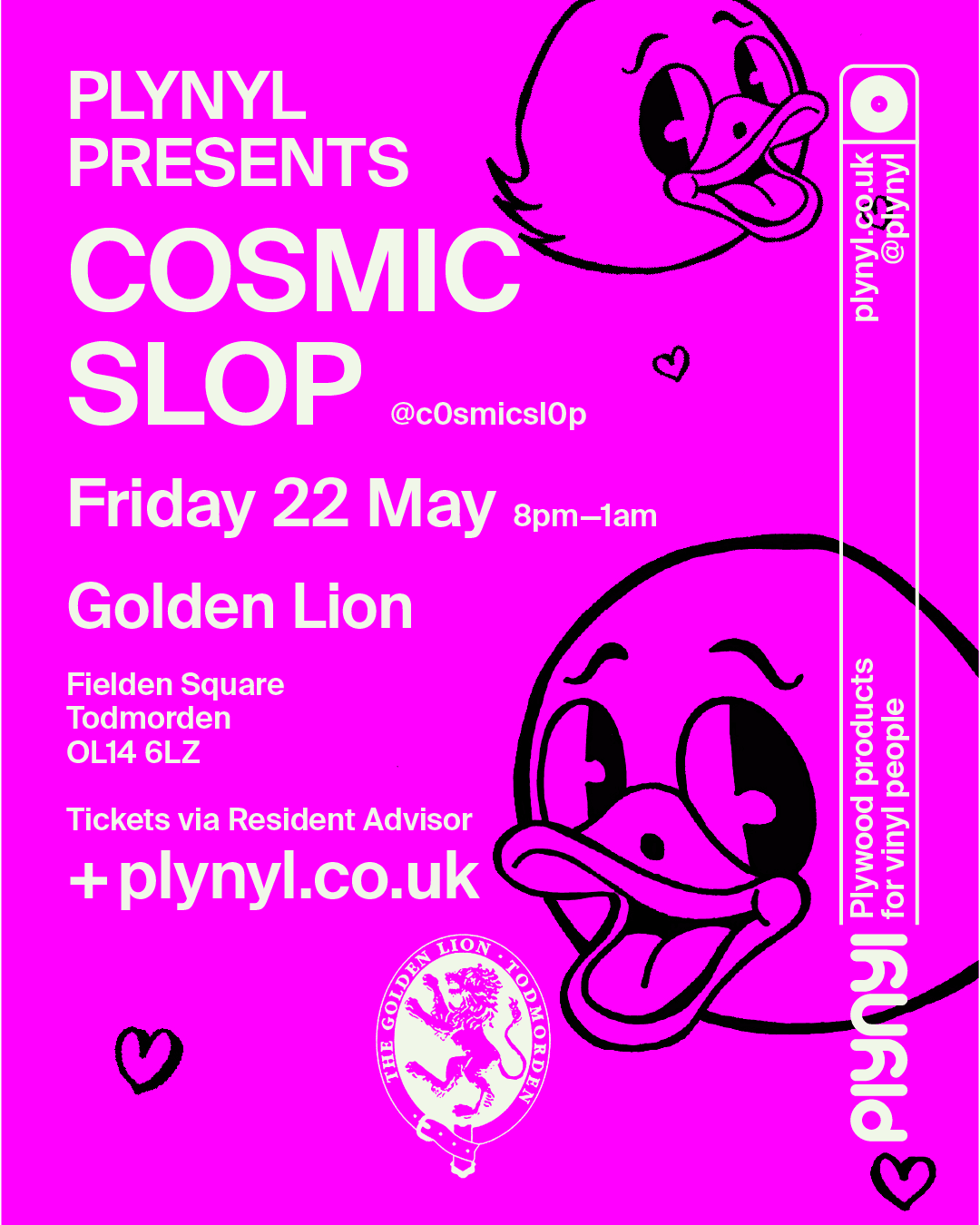 Plynyl presents - Cosmic Slop - Jazz2Jungle at The Golden Lion