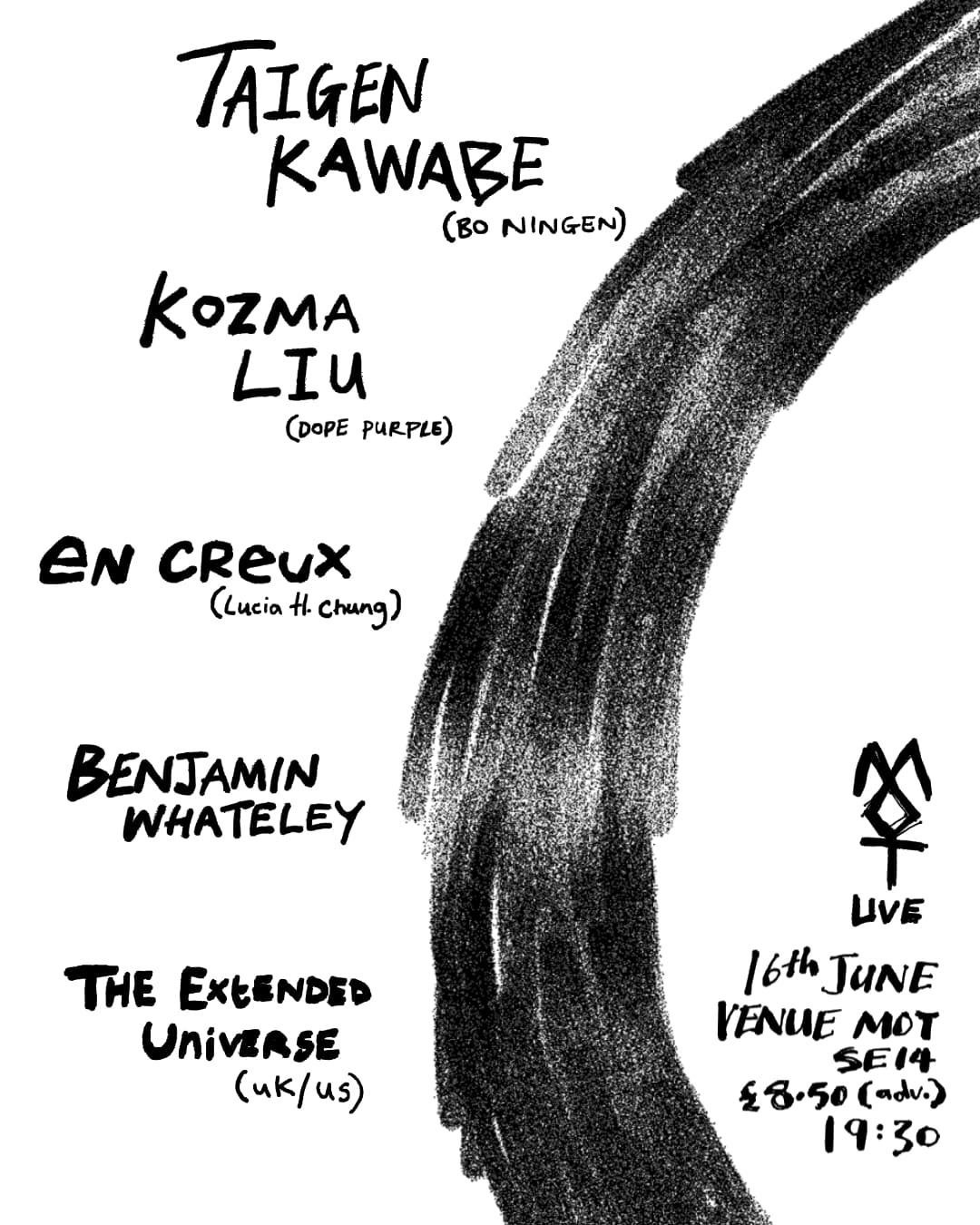 Taigen Kawabe / Kozma Liu / En Creux + more at MOT at Venue MOT