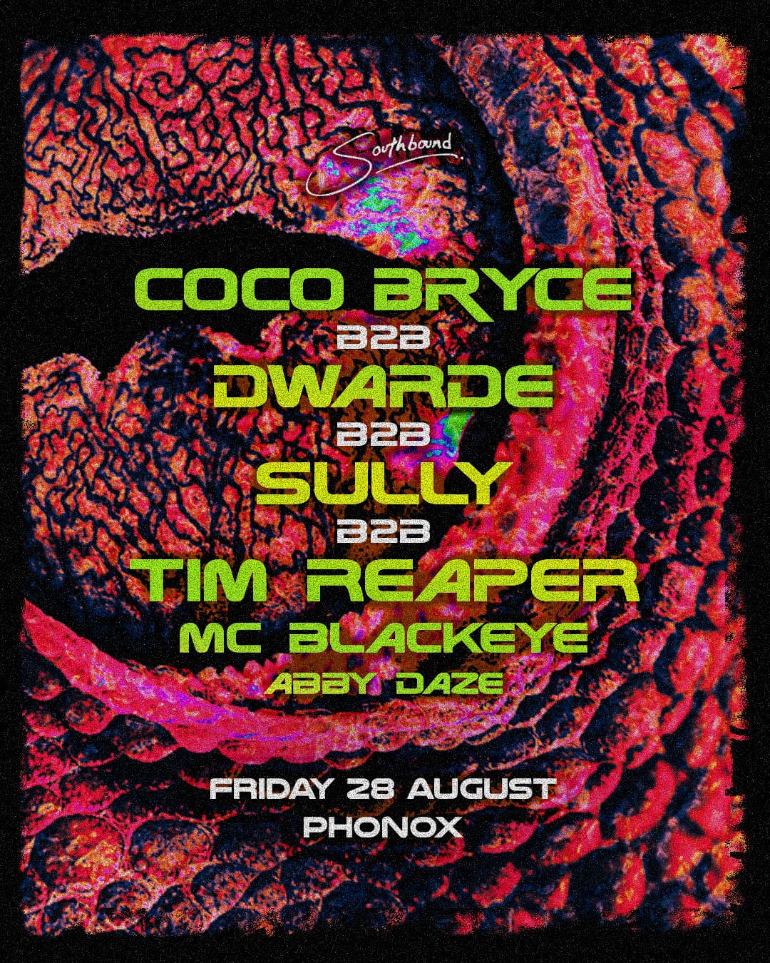 Coco Bryce b2b Sully b2b Tim Reaper b2b Dwarde with Blackeye MC at Phonox