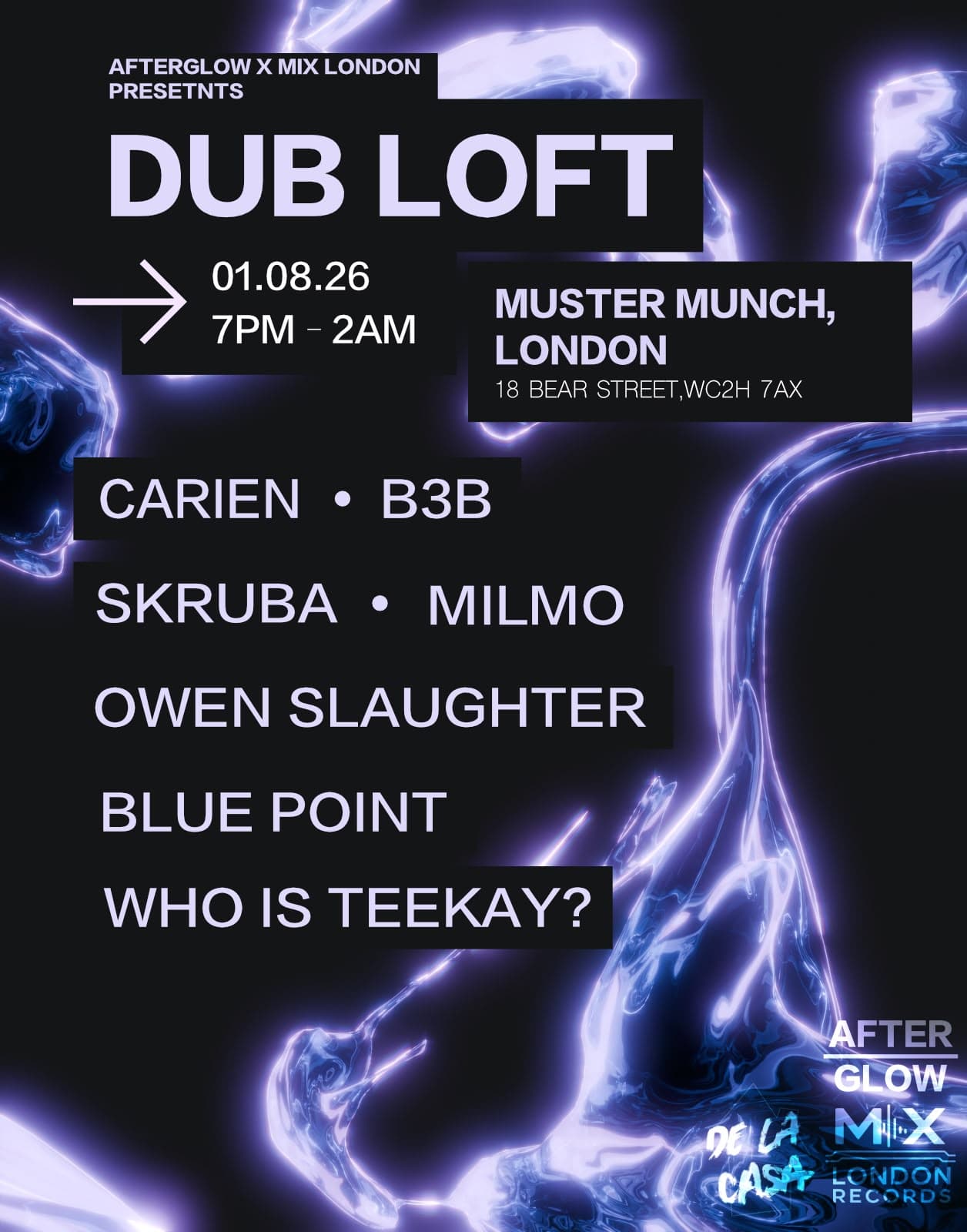 DUB LOFT: Afterglow x Mix London Records - 140 Garage Dubstep DnB at Munster Munch