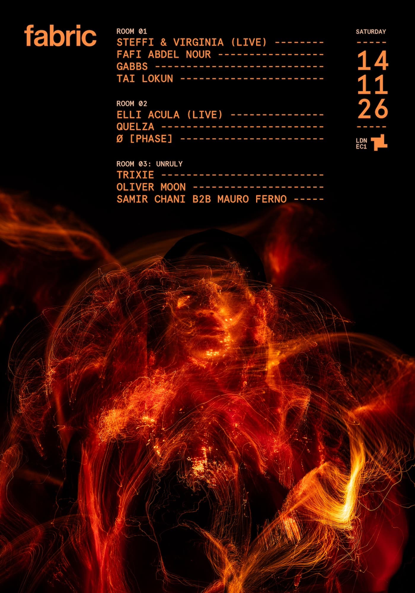 fabric: Steffi x Virginia (Live), Elli Acula (Live), Quelza, Fafi Abdel Nour, Gabbs, Ø [Phase] at FabricXX