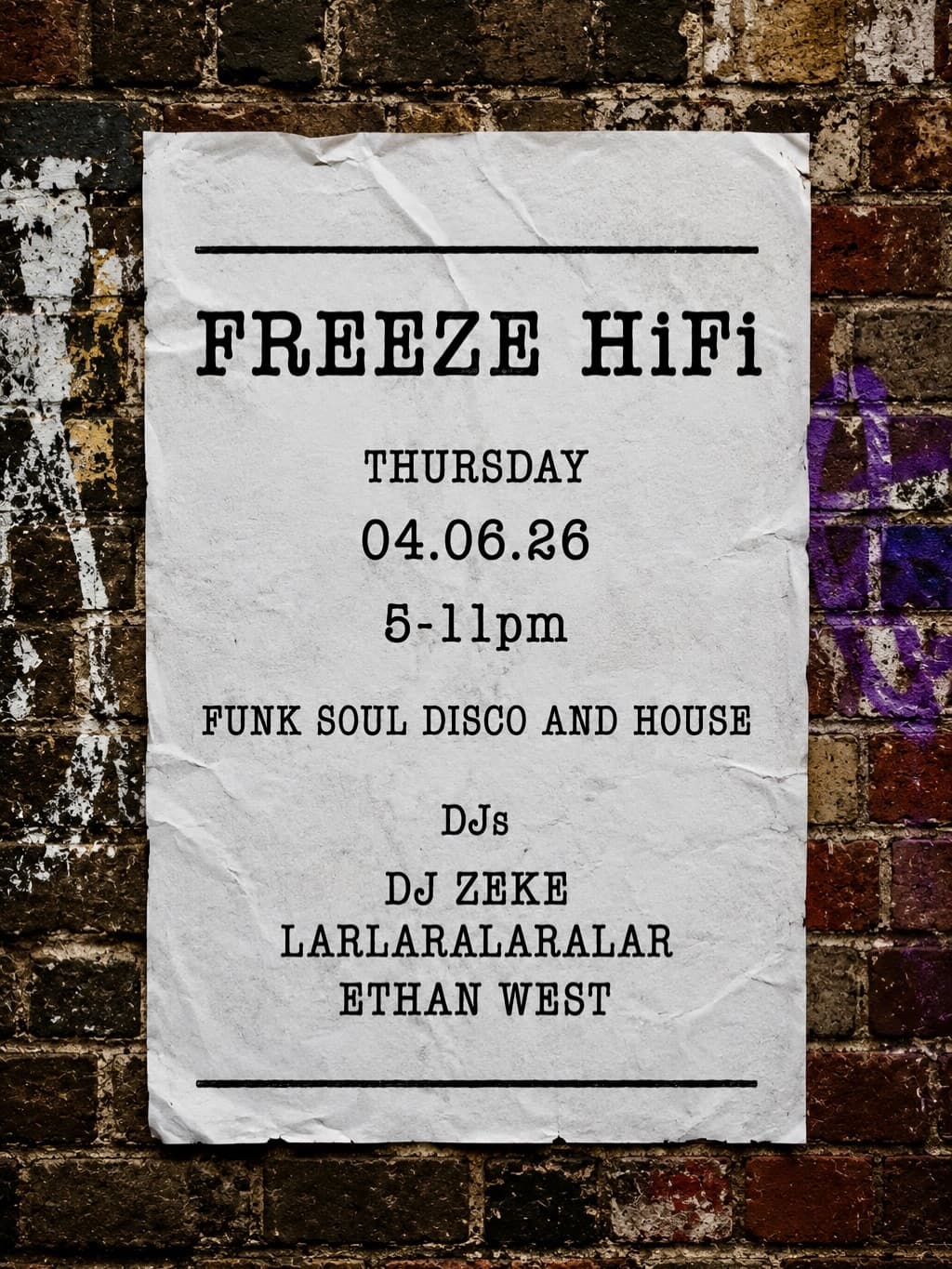 Freeze HiFi presents DJ Zeke, LARLARALARALA, Ethan West