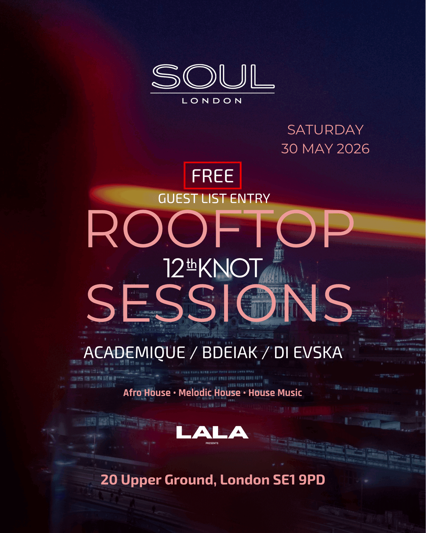FREE Afro House Rooftop Sessions at 12th Knot Rooftop Bar
