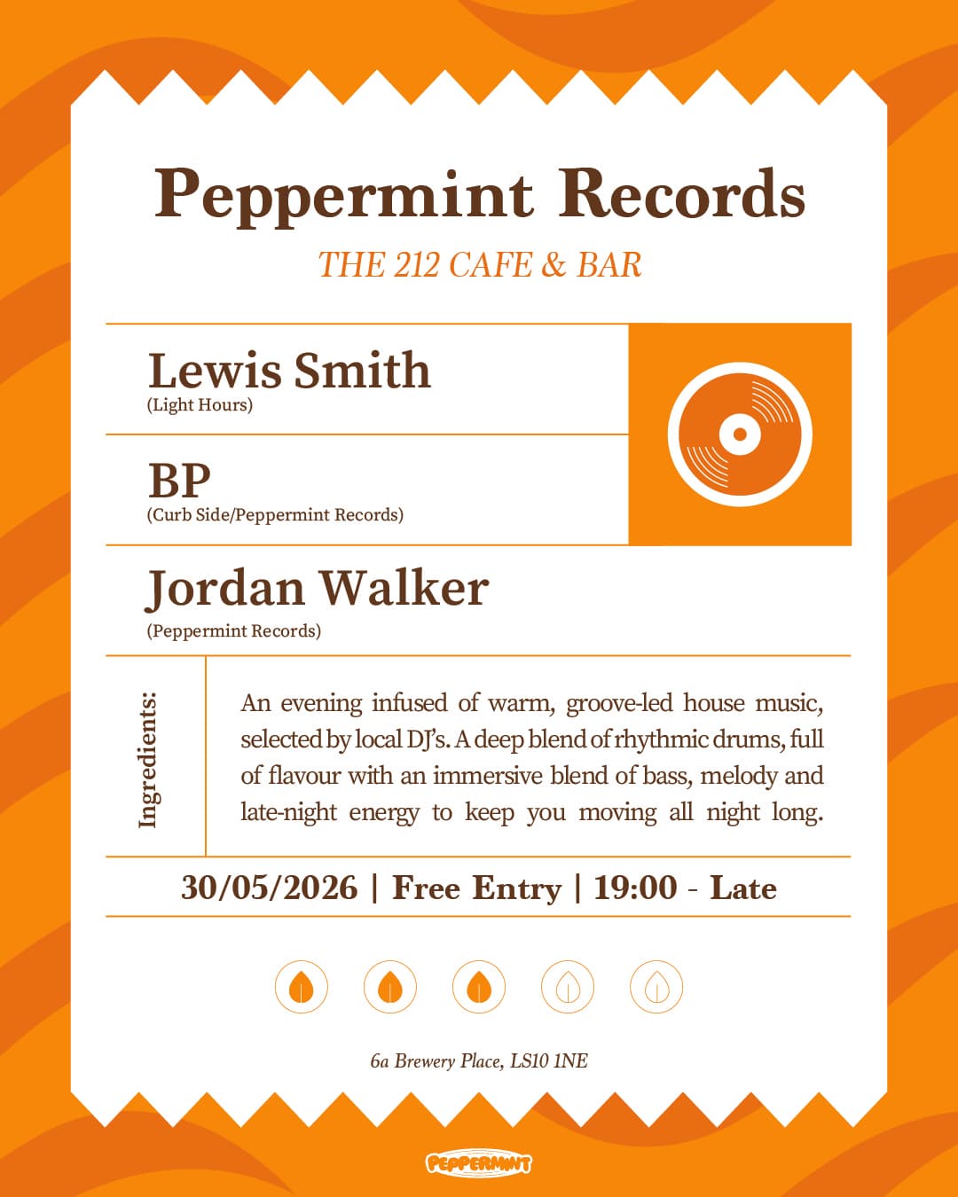 Peppermint Records w/Lewis Smith at The 212 Café & Bar