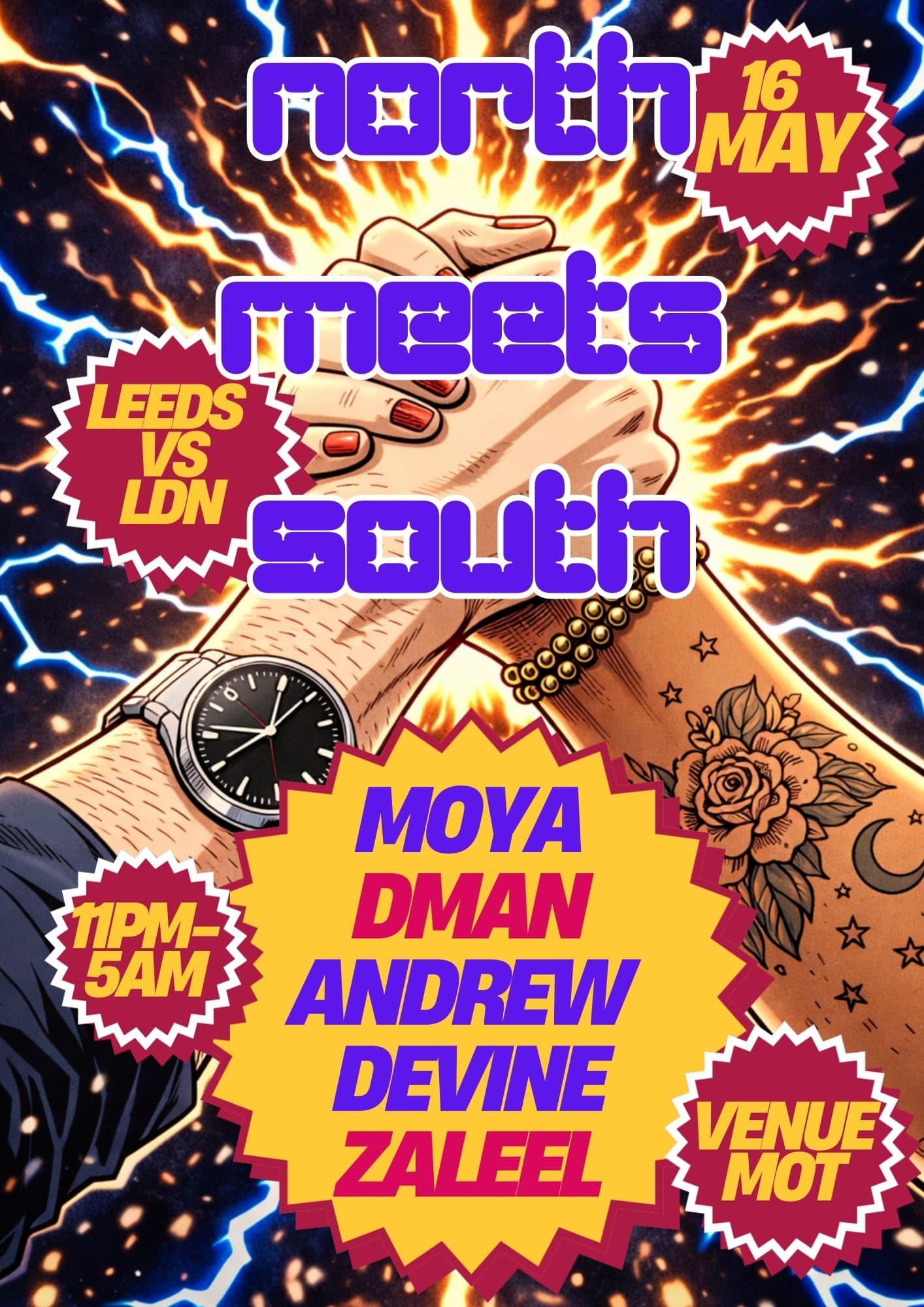 [CANCELLED] NORTH MEETS SOUTH: LDN VS LEEDS at Venue MOT