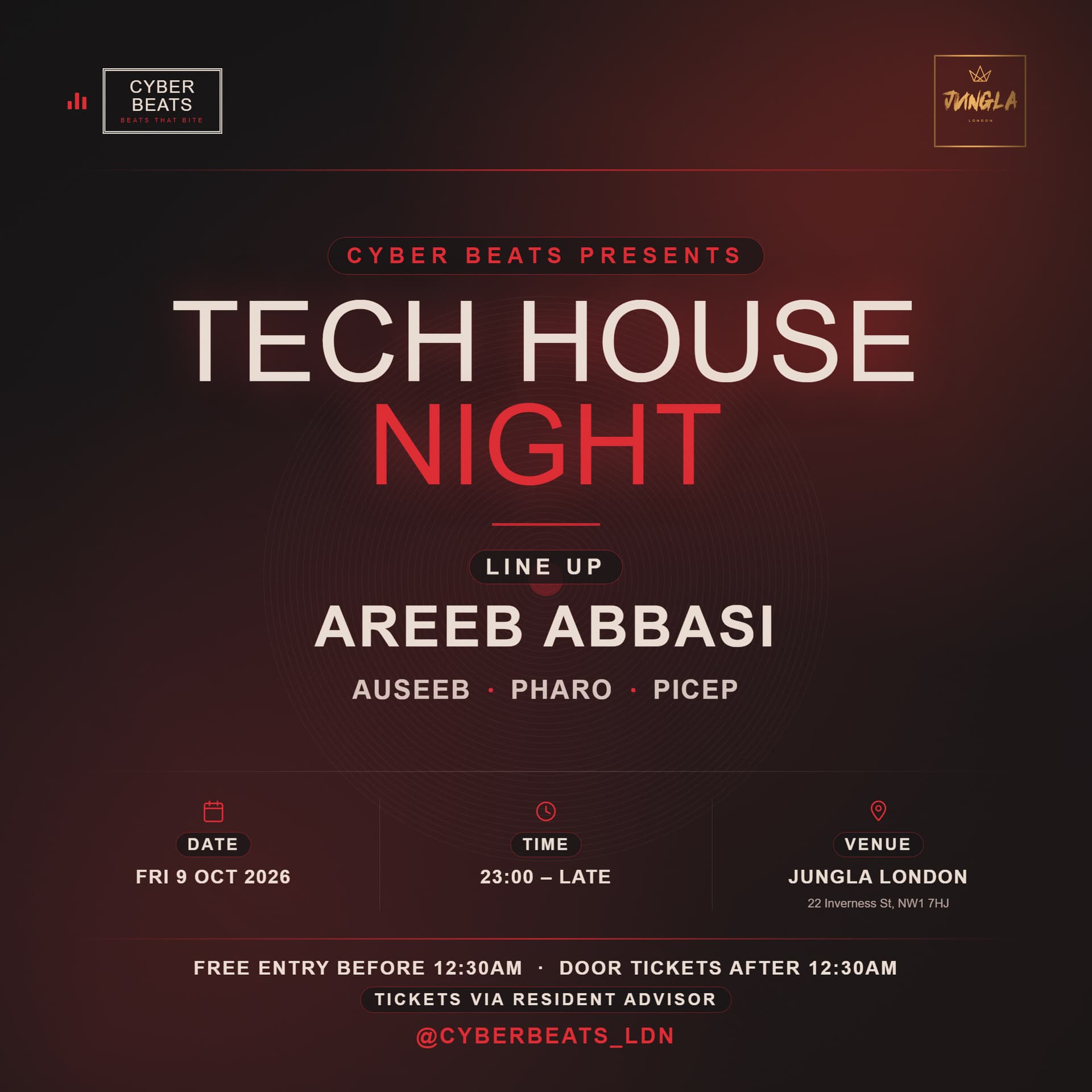 Tech House Night // Free entry before 12:30am at JUNGLA LONDON