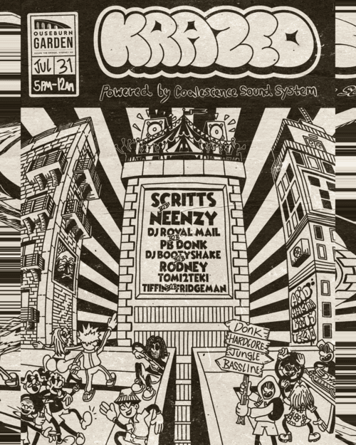 Krazed w/ Scritts B2B Neenzy, DJ Royal Mail B2B PB Donk at Ouseburn Gardens