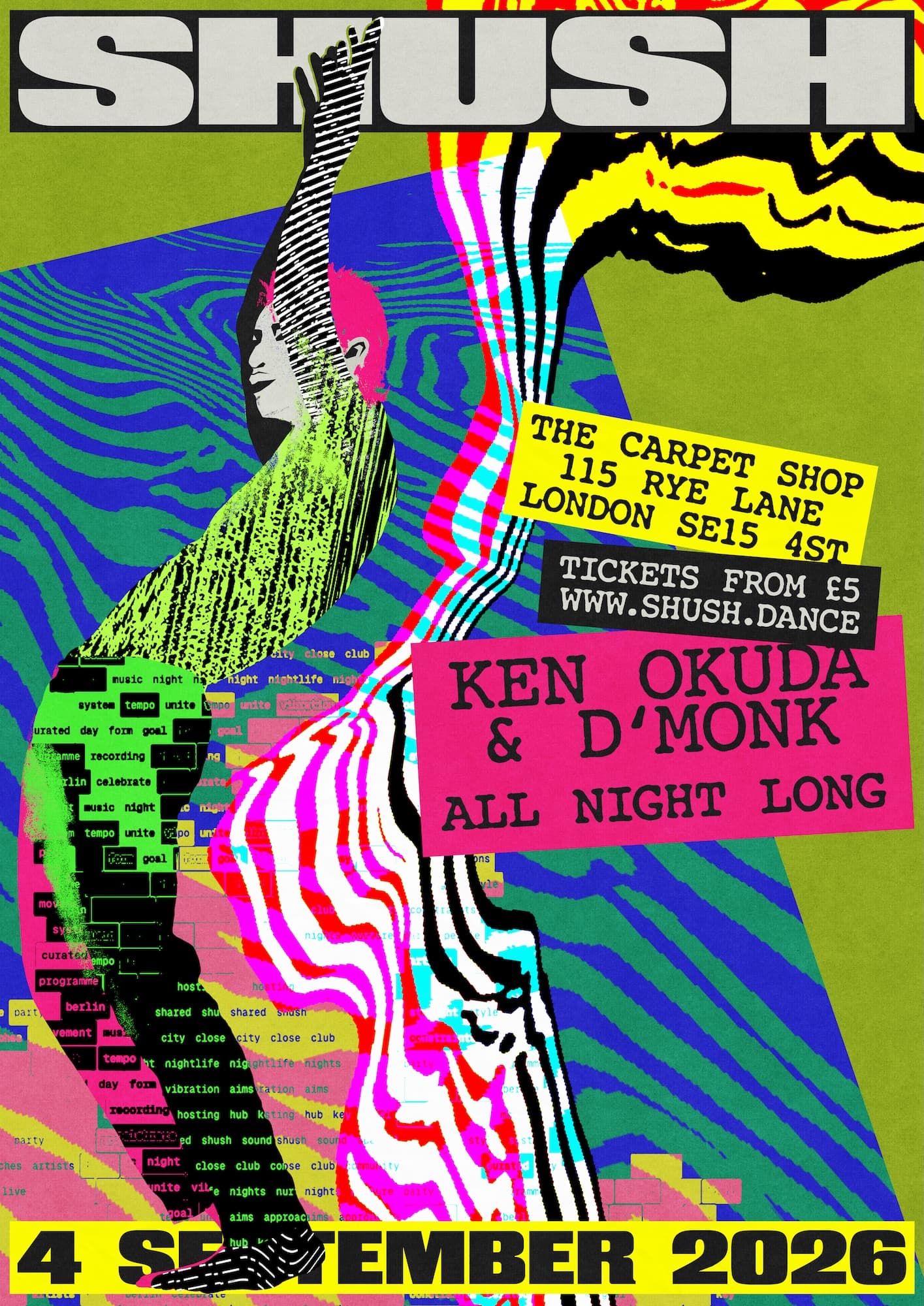 SHUSH // Ken Okuda & D'Monk (All Night Long) at The Carpet Shop