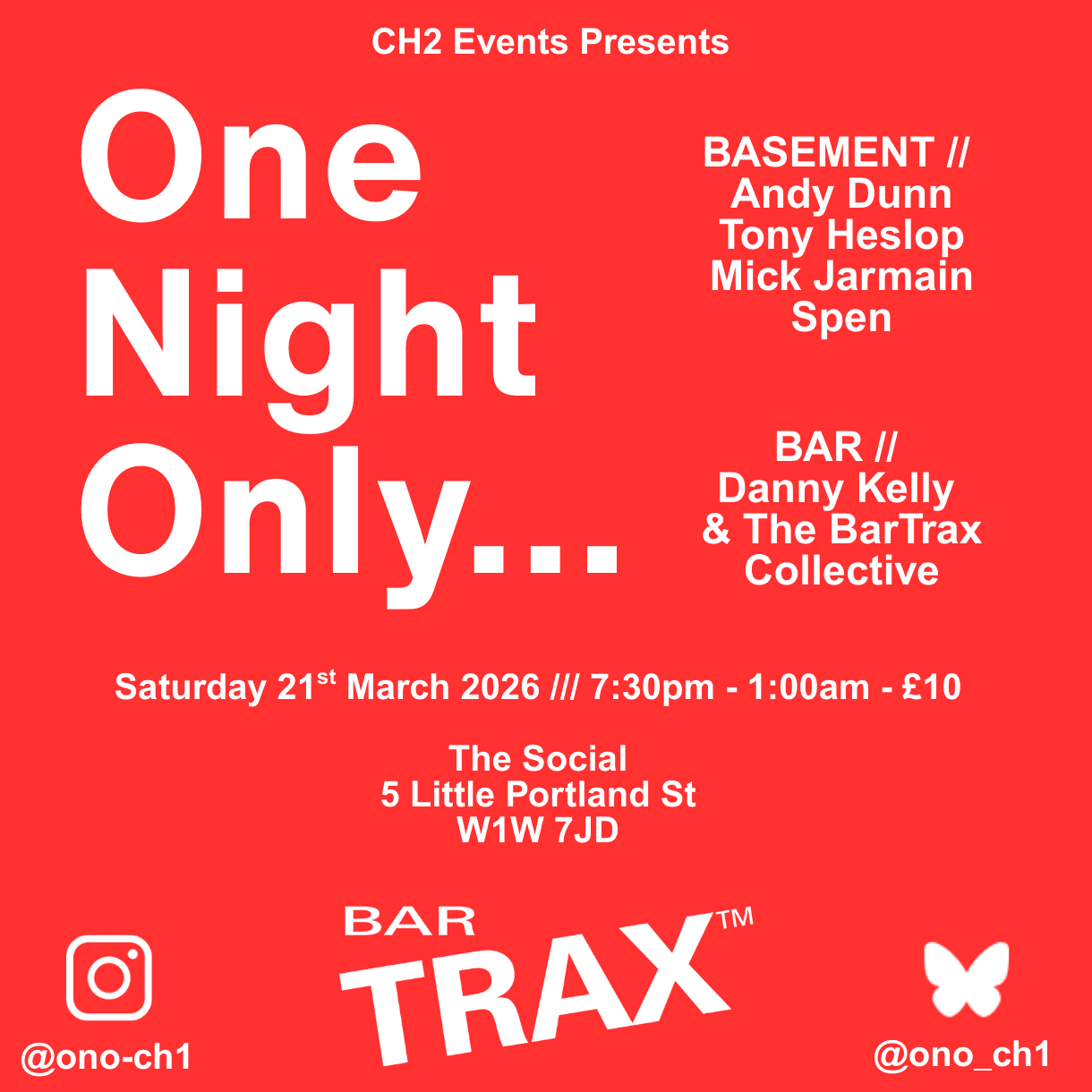 One Night Only - The Social Sessions 3 feat. BarTrax at B Social