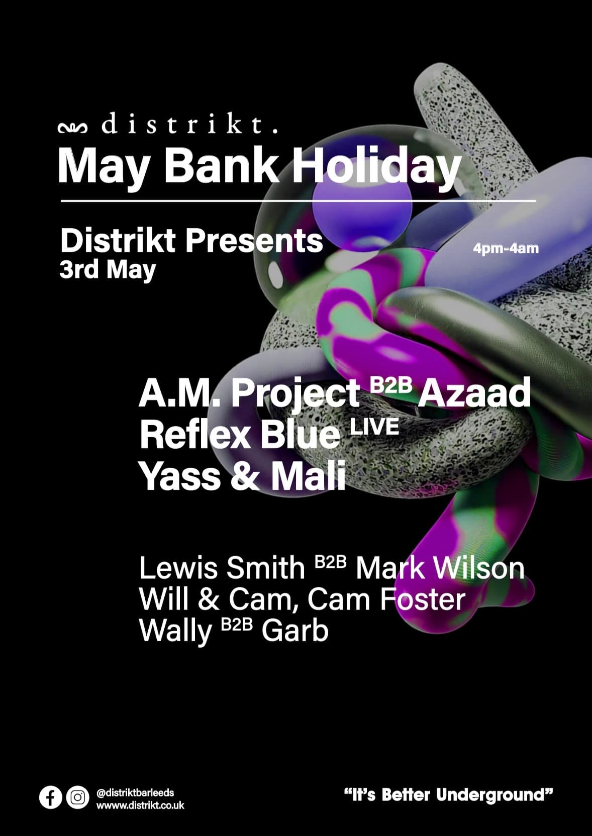 Distrikt presents A.M. Project B2B AZAAD, Reflex Blue (Live), Yass & Mali at Distrikt