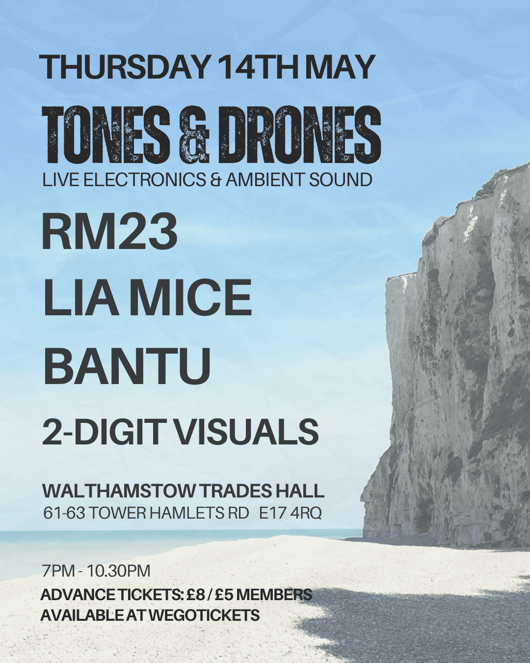 Tones & Drones: Lia Mice, Bantu, RM23 & 2-Digit Visuals at Walthamstow Trades Hall