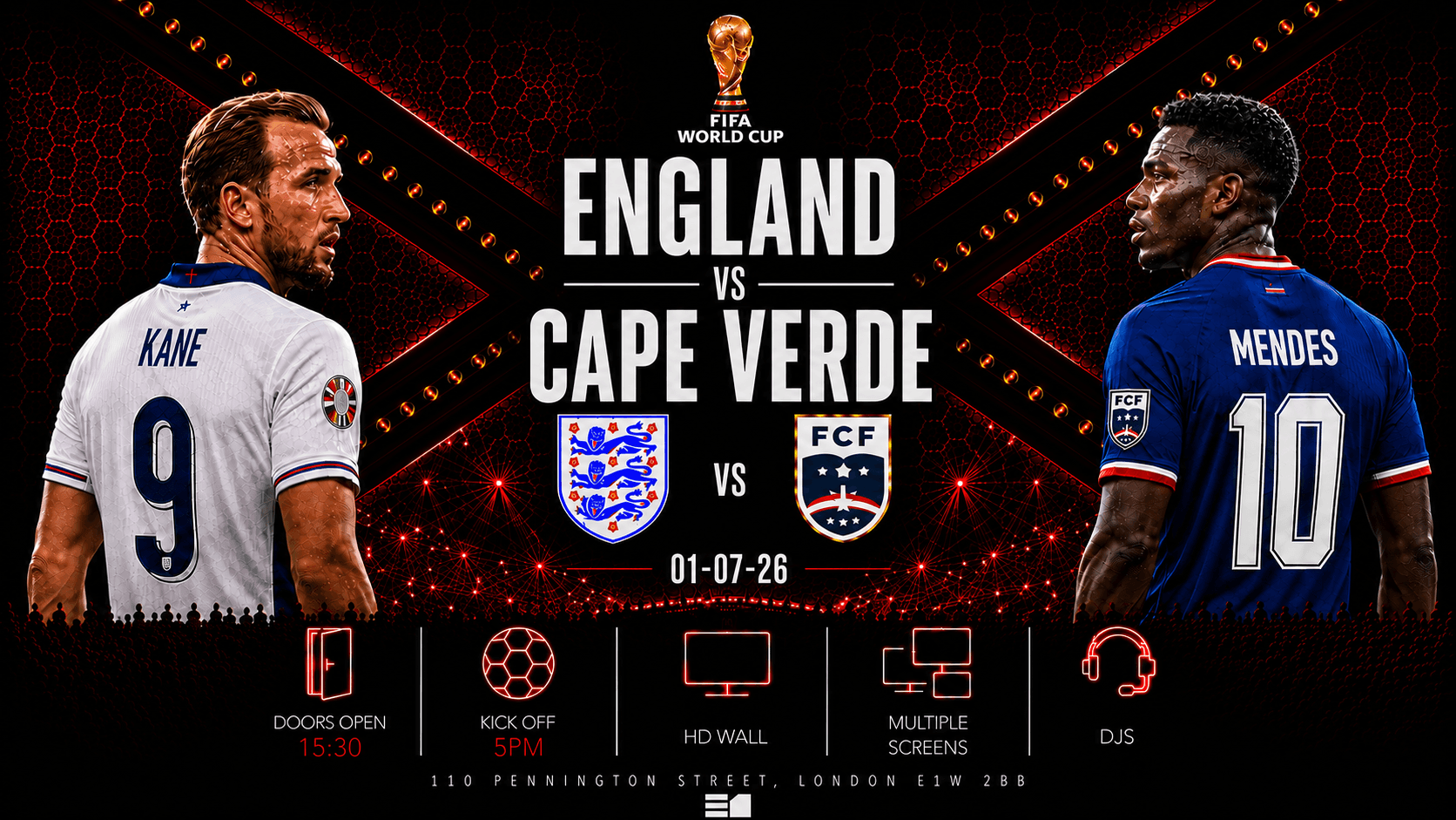 England vs Cape Verde World Cup Round Of 32 at E1
