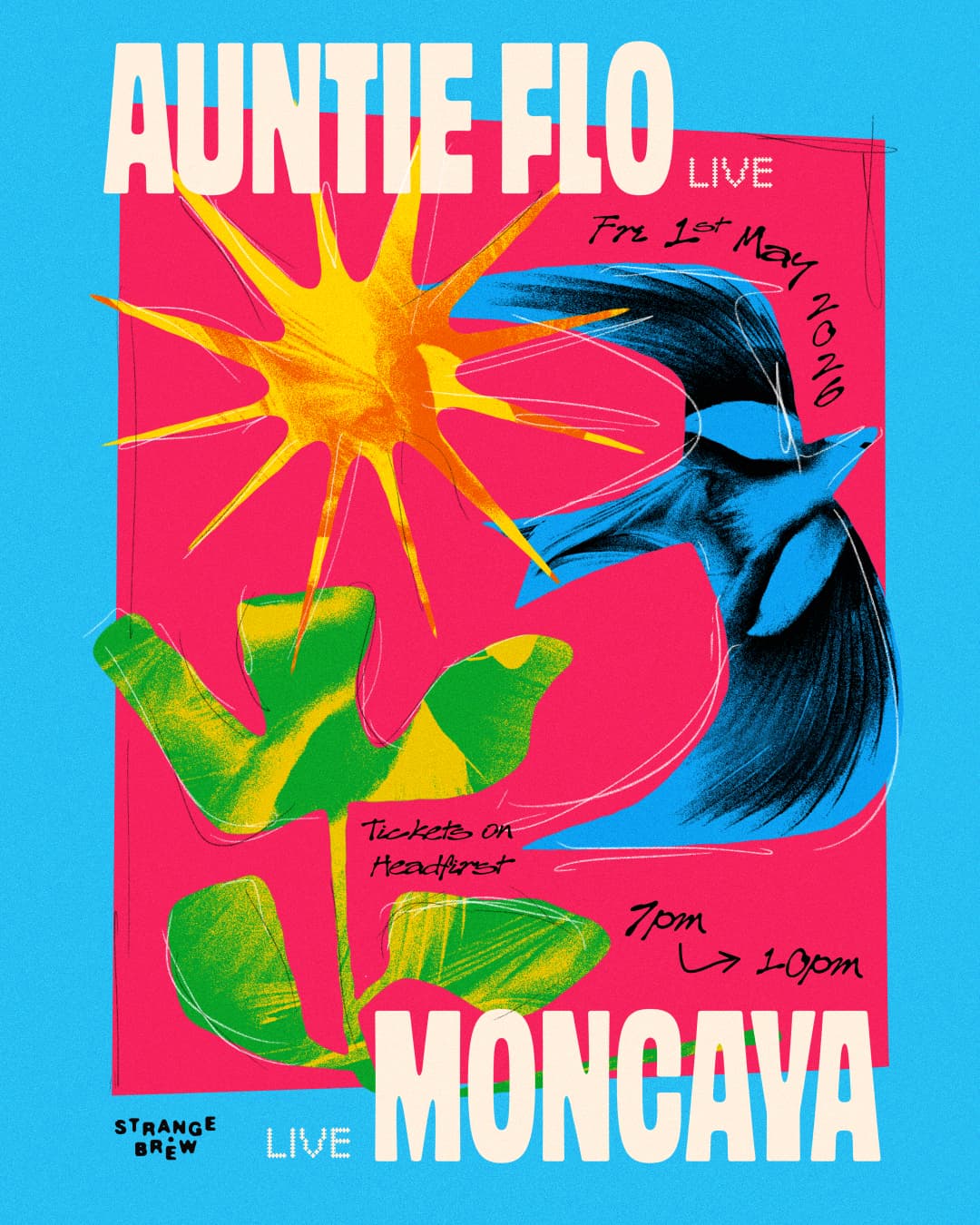 Auntie Flo (live) + Moncaya (live) at Strange Brew