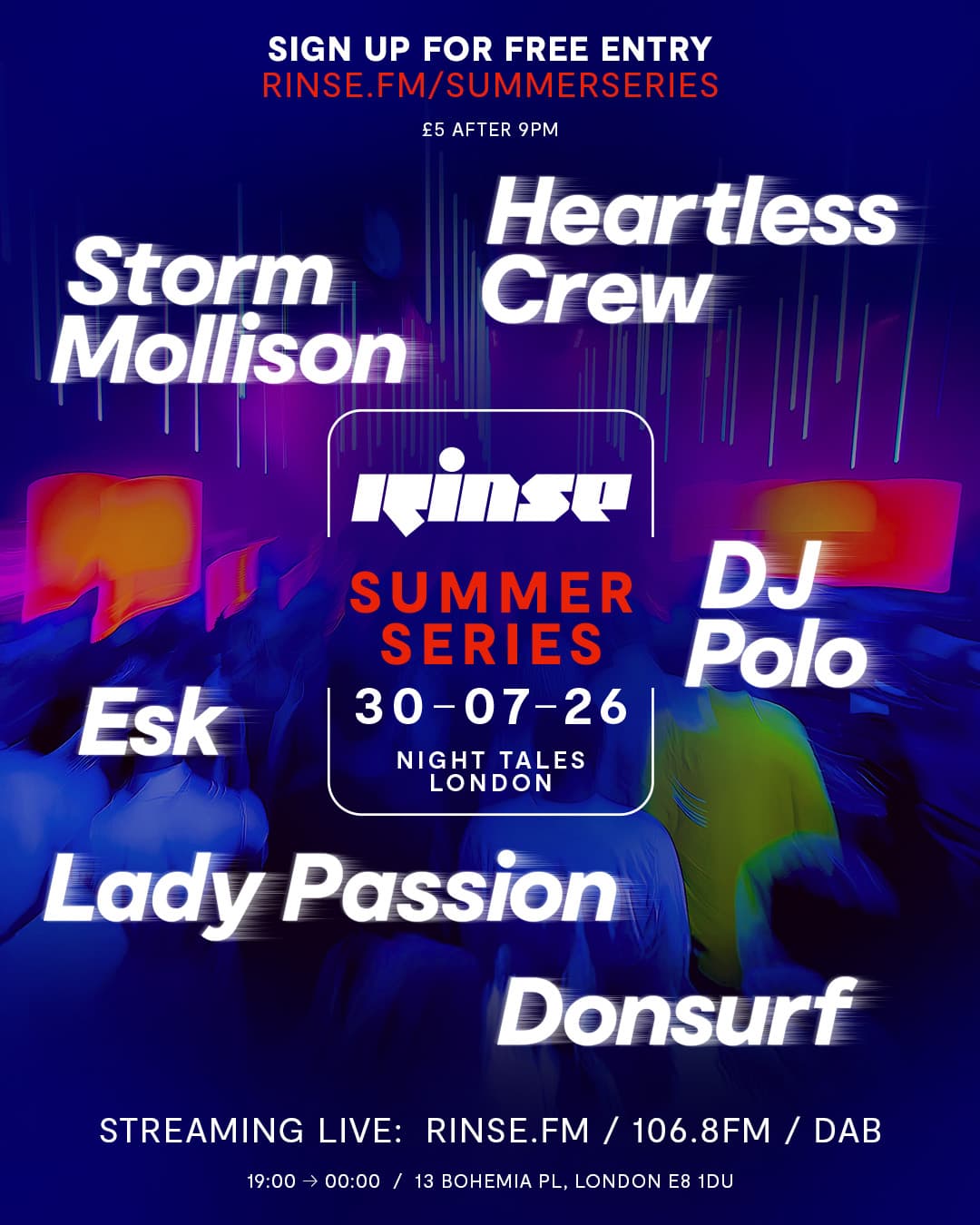 Rinse Summer Series ft. Heartless Crew, Storm Mollison, Lady Passion + more at Night Tales