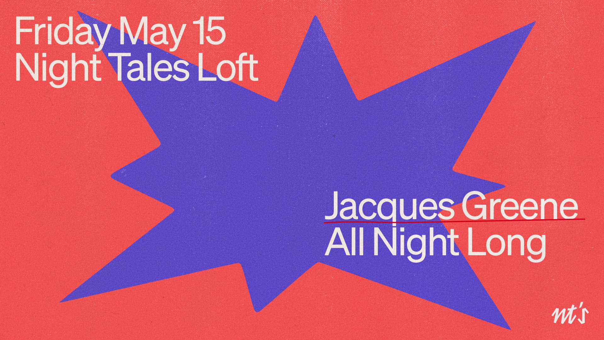 NT's Loft: Jacques Greene (All Night Long) at Night Tales Loft