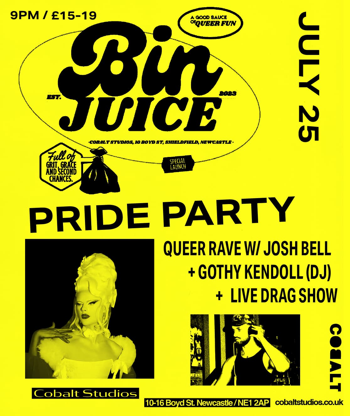 Bin Juice Pride Special: Queer Rave with Josh Bell + Live Drag at Cobalt Studios