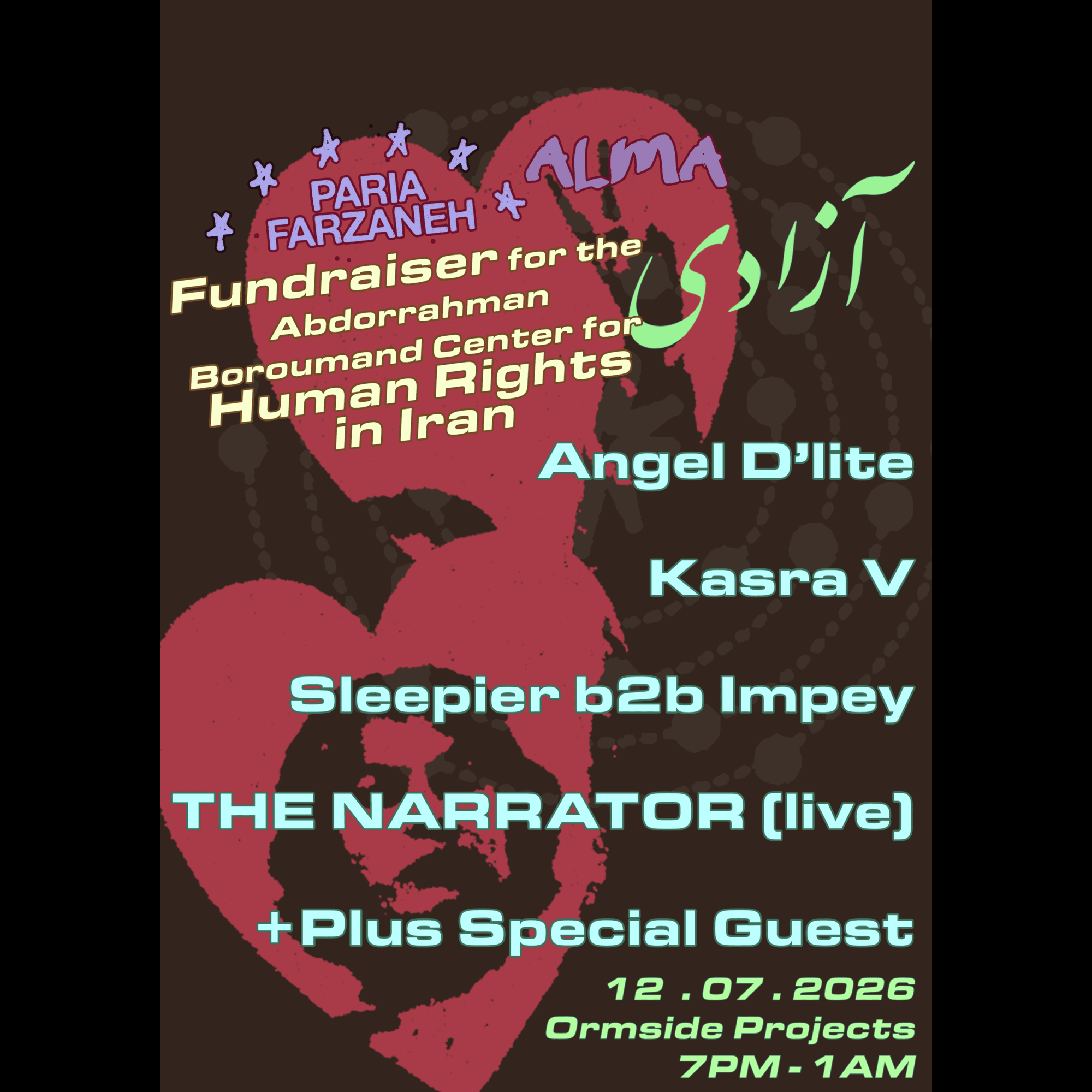 Paria Farzaneh x Alma Fundraiser Abdorrahman Boroumand Center for Human Rights in Iran at ORMSIDE Projects