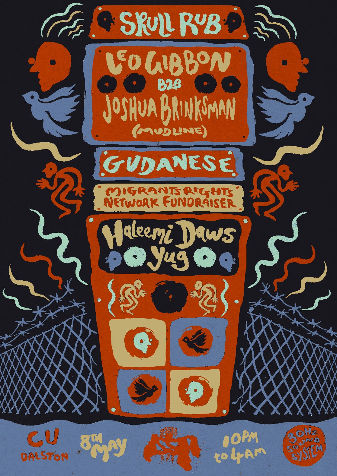 Skull Rub: Migrants Rights Fundraiser ft Leo Gibbon, Joshua Brinksman, Gudanese at Cu