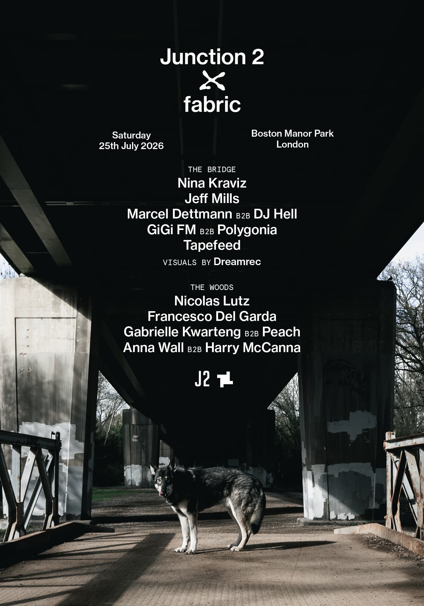 Junction 2 x fabric: Nina Kraviz, Jeff Mills, Marcel Dettmann, DJ Hell, Nicolas Lutz, Peach at Boston Manor Park