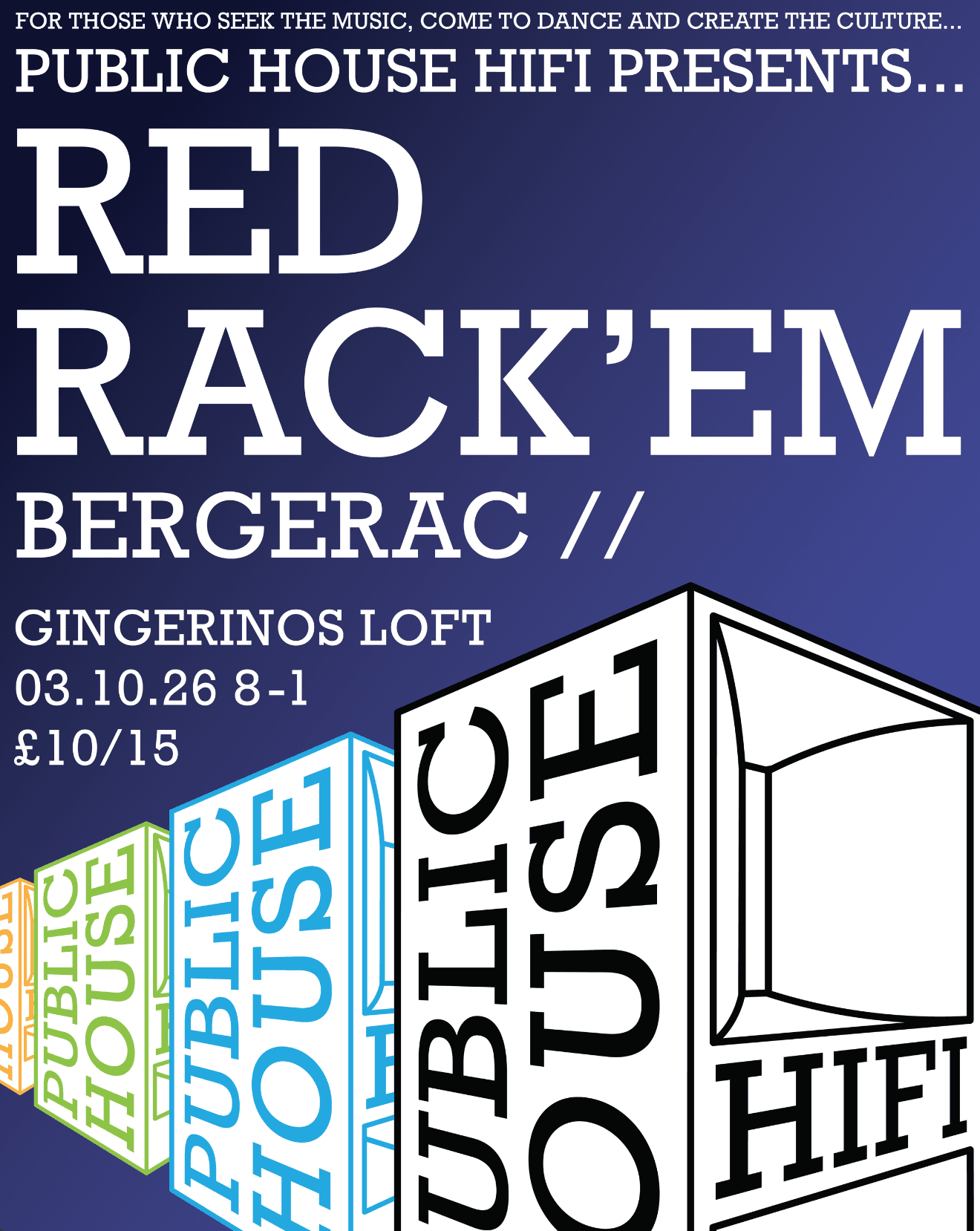 Public House Hifi presents Red Rack'em (Bergerac) at Gingerino's Pizza