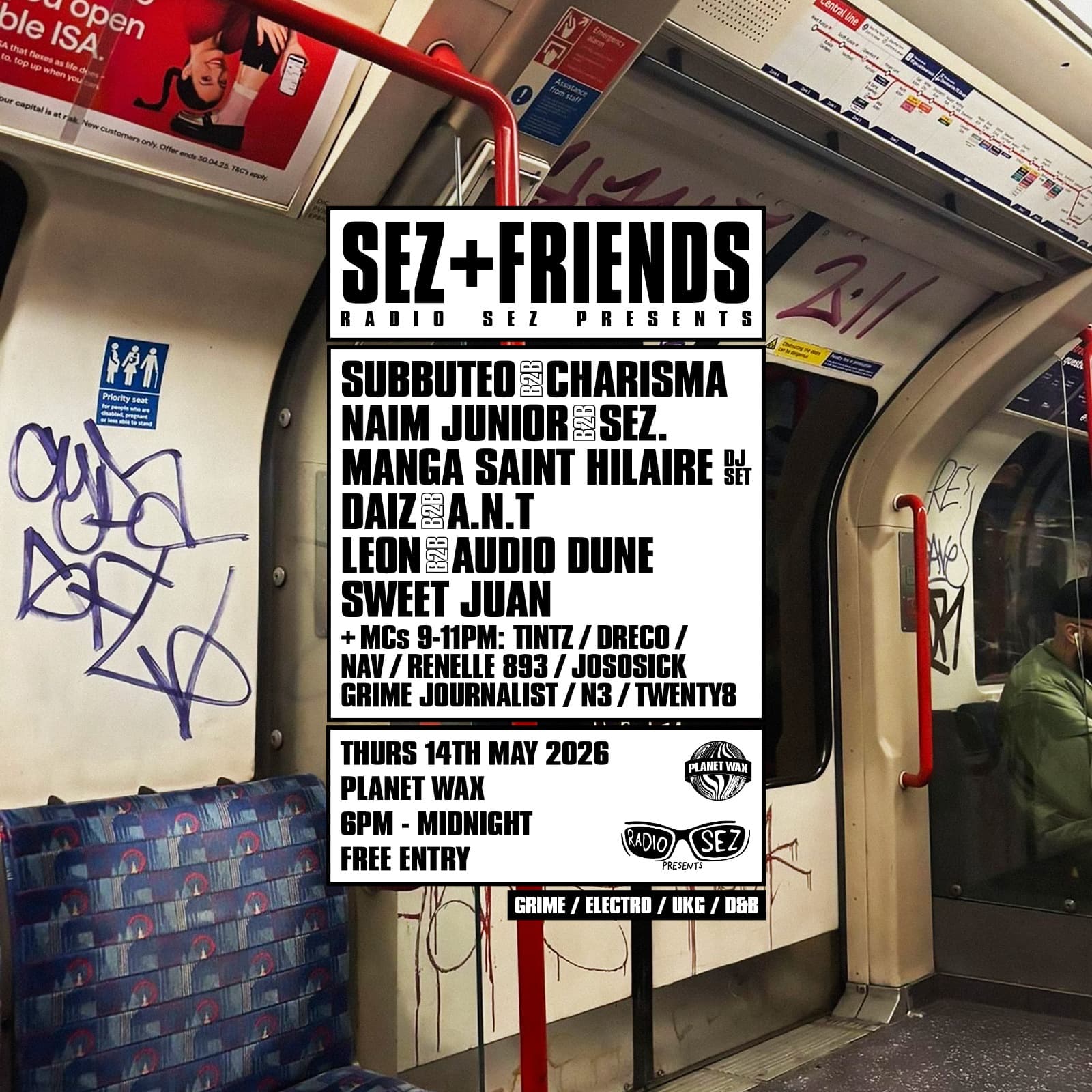 Sez + Friends: Radio Sez presents at Planet Wax
