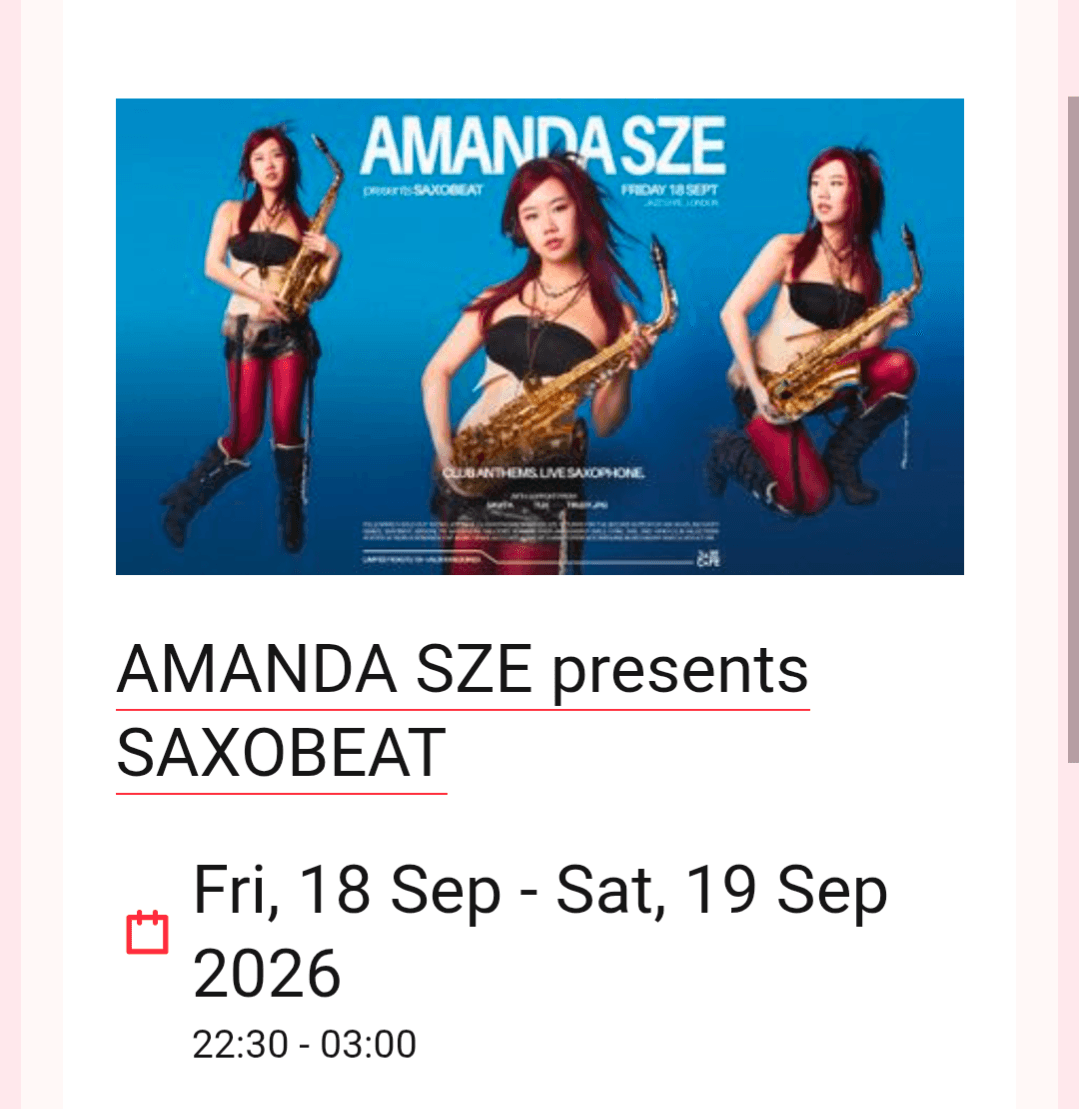 AMANDA SZE presents Saxobeat at The Jazz Cafe