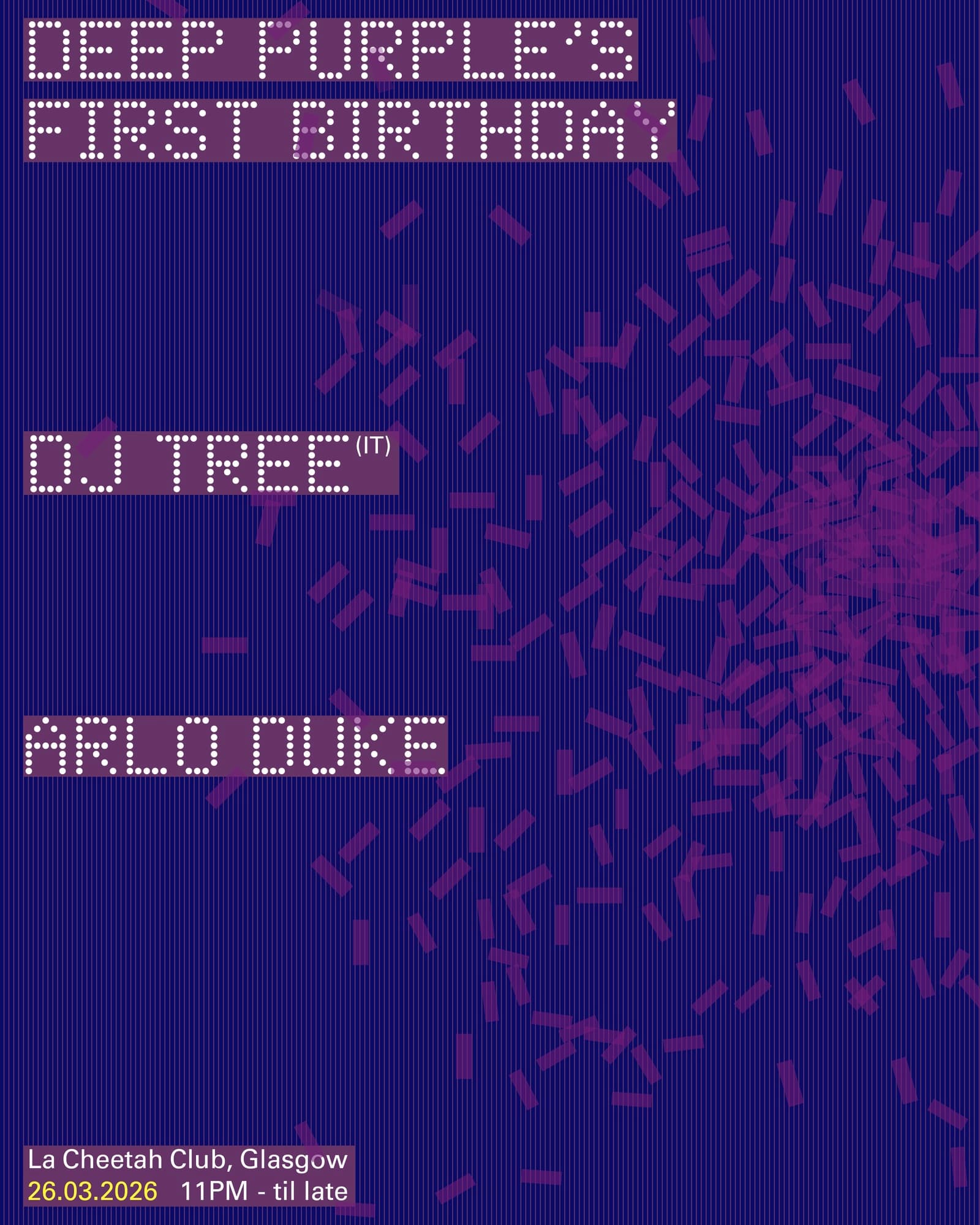 Deep Purple 1st Birthday: DJ Tree at La Cheetah Club