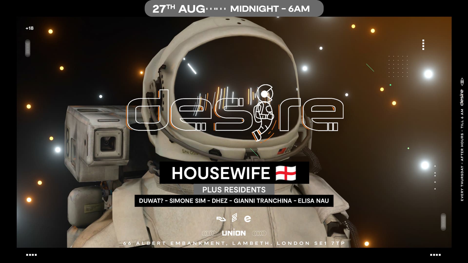 DESIRE - Weekly Thursday After Party - HOUSEWIFE at Union Club Vauxhall