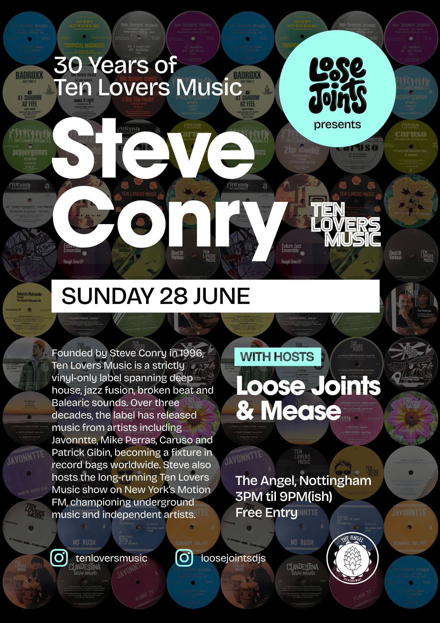 Loose Joints presents: 30 Years of Ten Lovers Music at The Angel Microbrewery