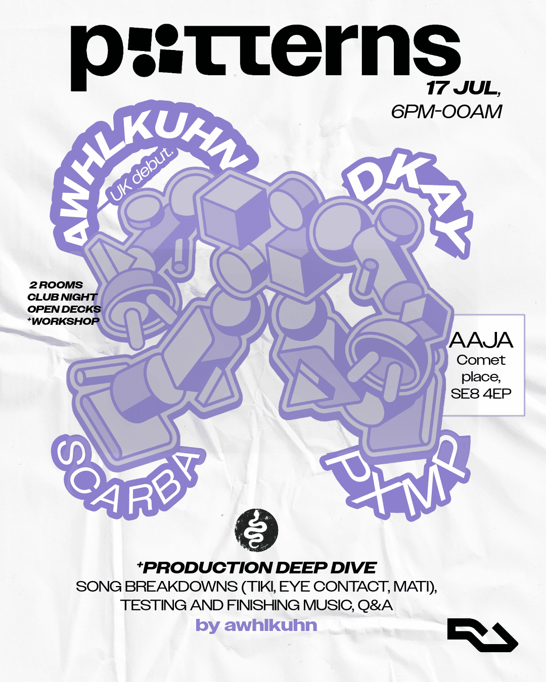 Patterns x AAJA: awhlkuhn, Dkay, SCARBA, Pxmp. Club Night + Production deep-dive with awhlkuhn