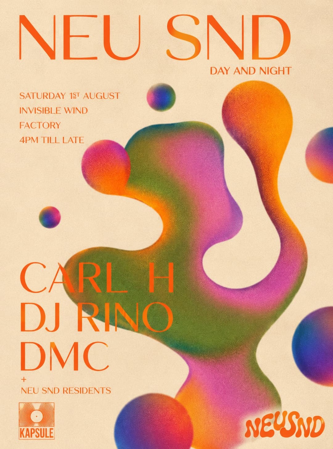 Neu Snd: Day & Night w Carl H, DJ Rino, DMC