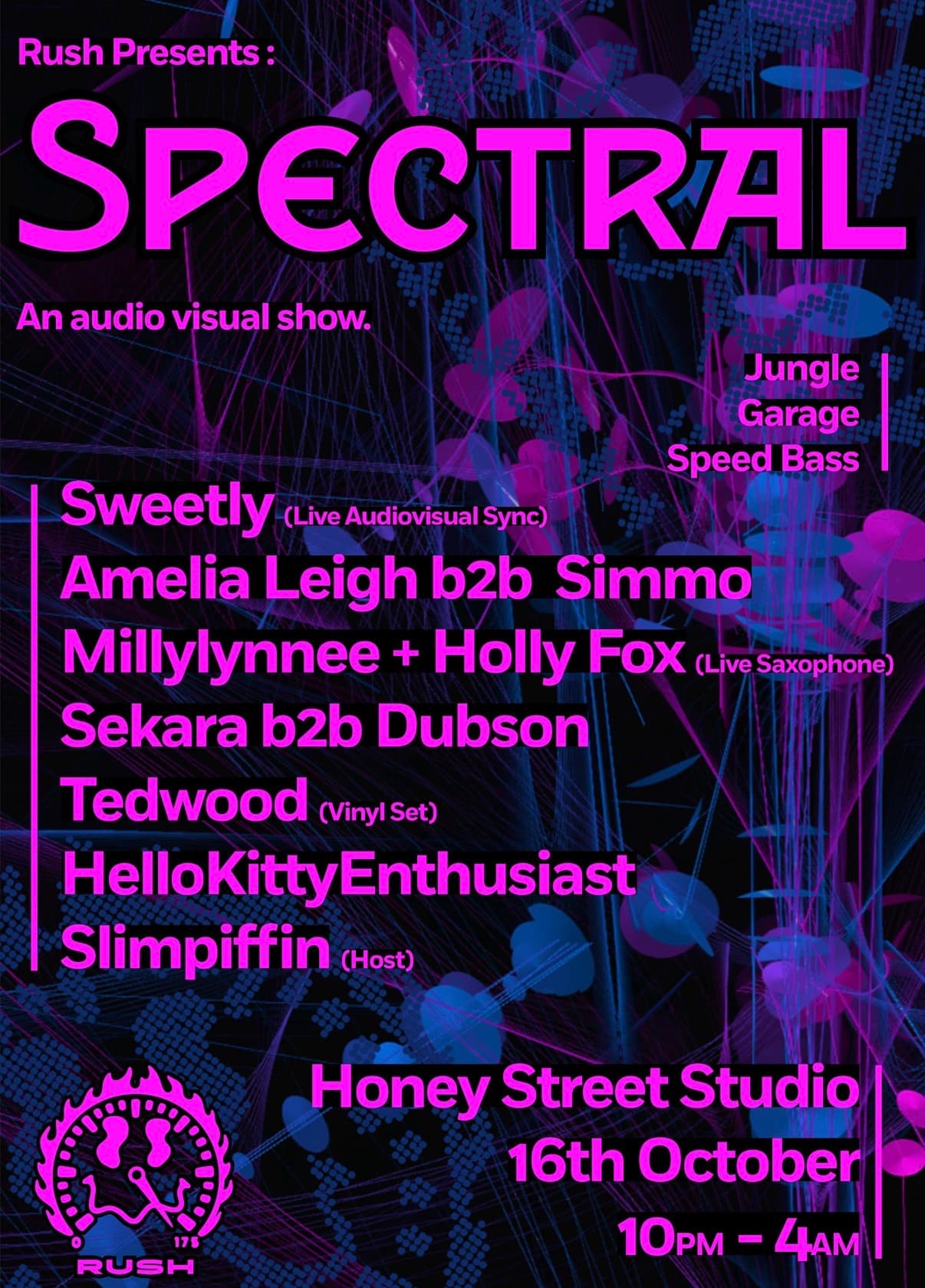 RUSH presents: SPECTRAL // AudioVisual Show // JUNGLE // GARAGE // SPEED BASS at Honey Street Studio