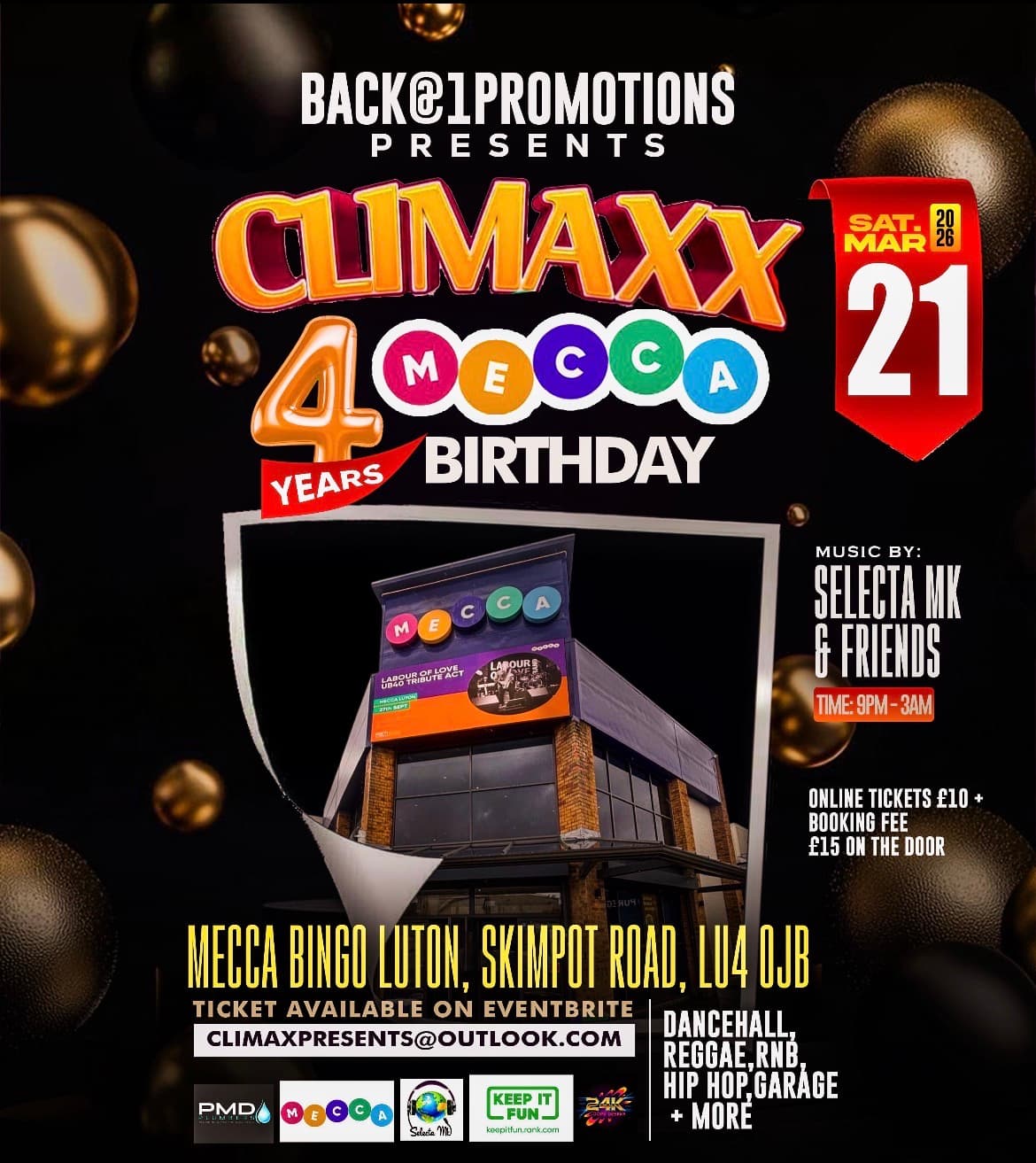 Climaxx Mecca 4th Birthday Bash at Mecca Bingo Luton