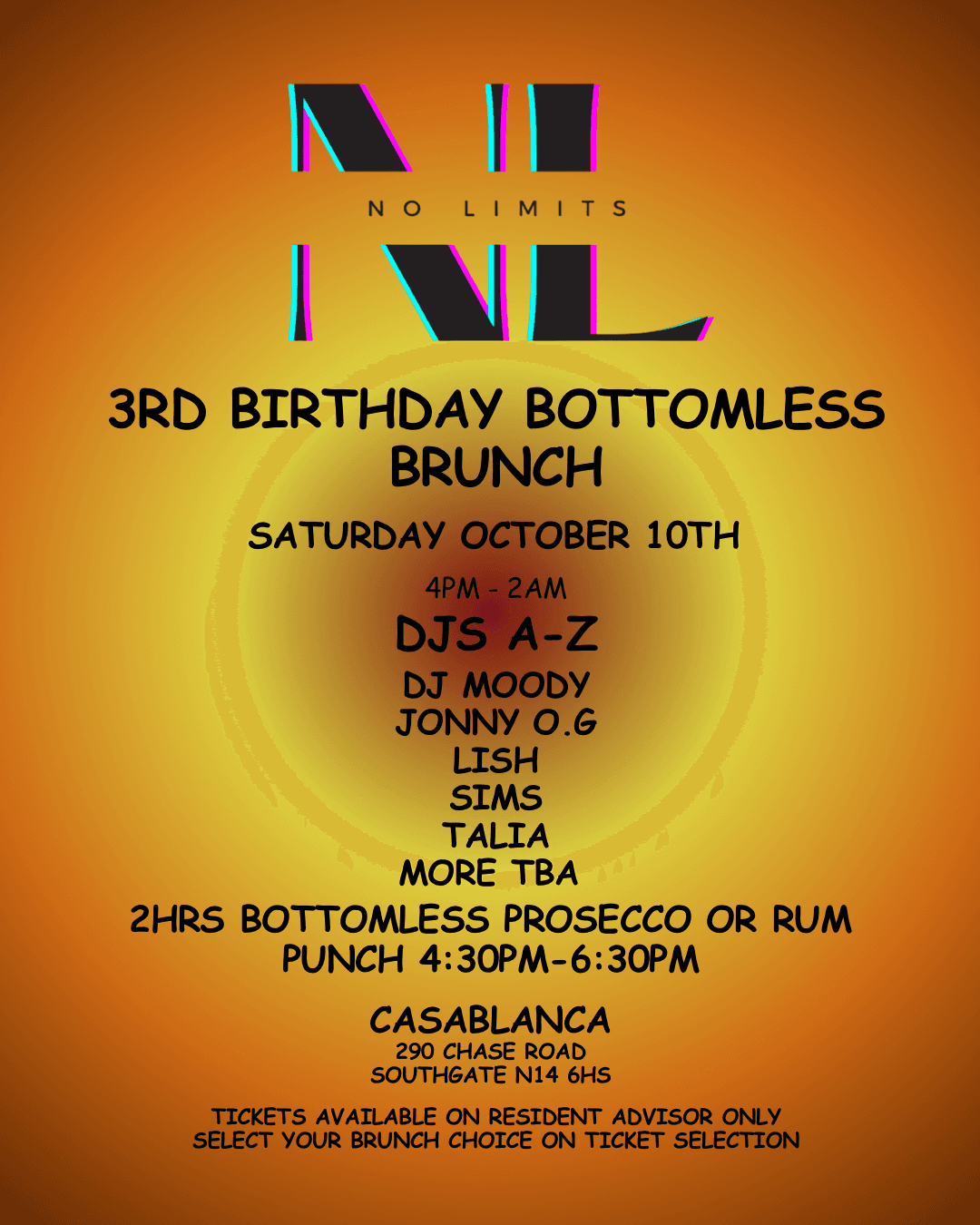 3 years of No Limits - BRUNCH IS BACK at TBA   London