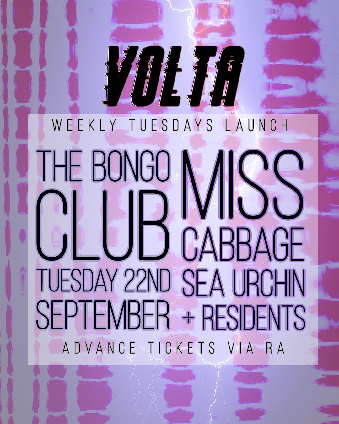 Volta Launch Night with Miss Cabbage, Sea Urchin + residents [LIMITED FREE TICKETS] at The Bongo Club