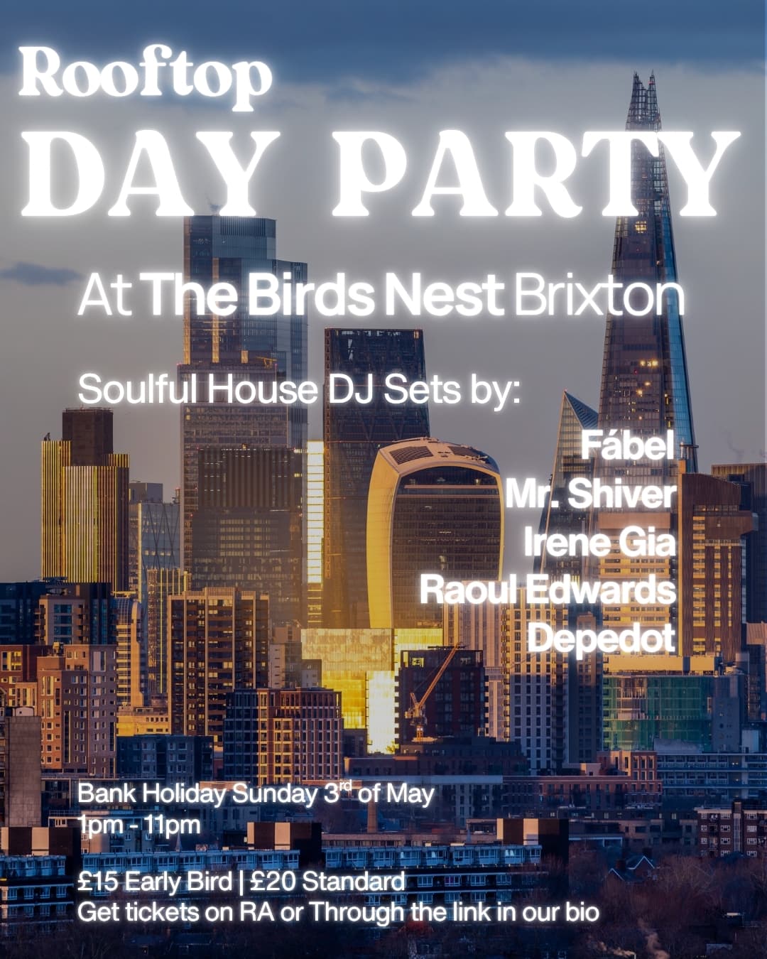 Rooftop Bank Holiday Sunday Party at The Birds Nest - Brixton