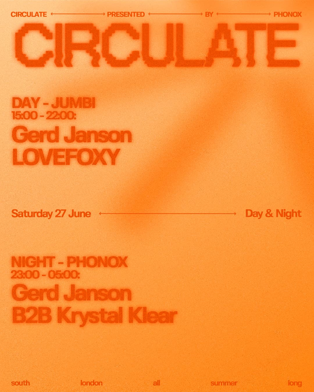 Jumbi Day Party: CIRCULATE with Gerd Janson, LOVEFOXY + Phonox afterparty