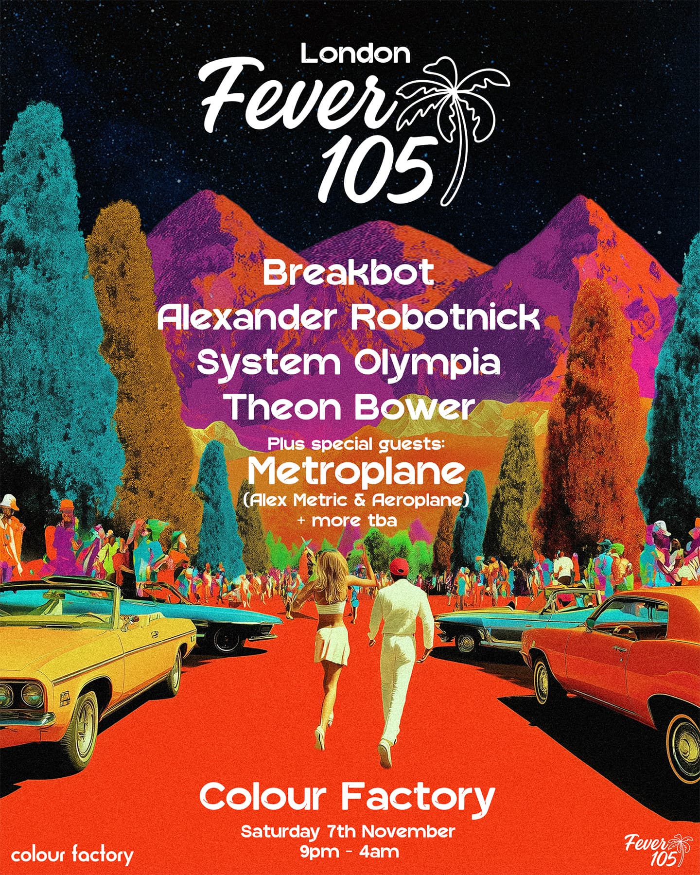 Fever 105: Breakbot, Alexander Robotnick, System Olympia, Theon Bower, Metroplane + more at Colour Factory London