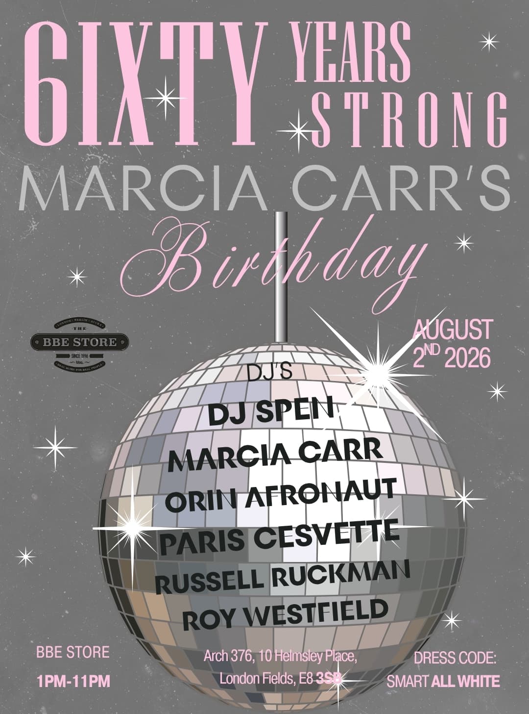 60 Years Strong: Wear WHITE | Birthday w/ Marcia Carr / DJ Spen / Afronaut / Paris Cesvette at The BBE Store