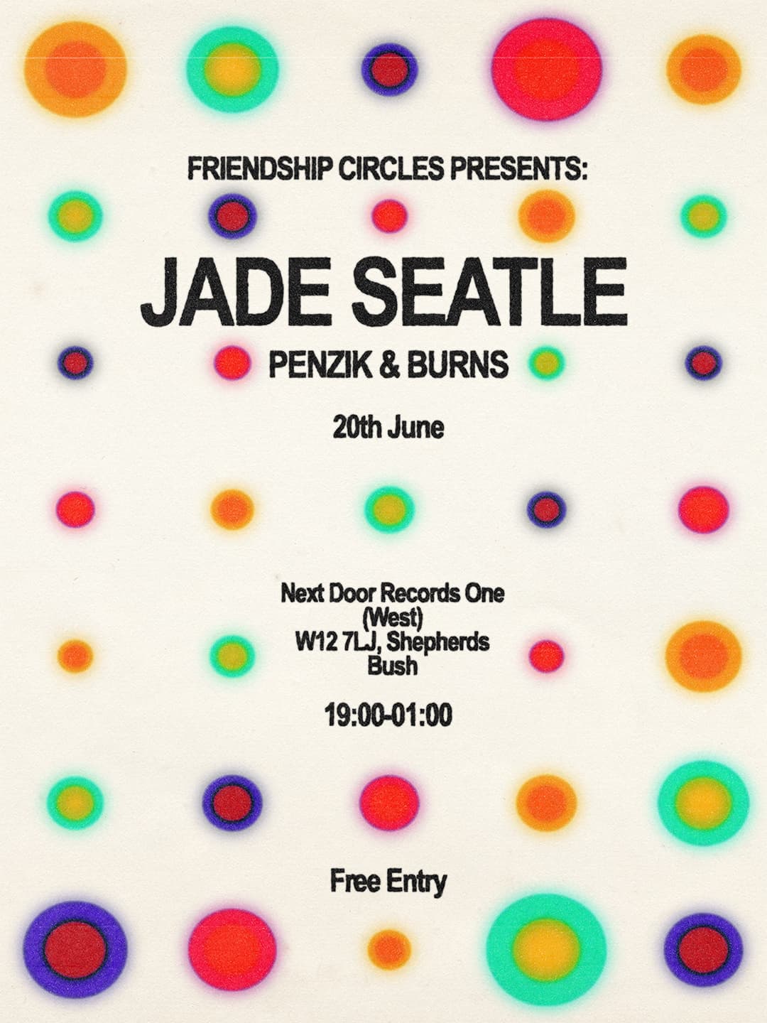 Friendship Circles presents: Jade Seatle at Next Door Records Two