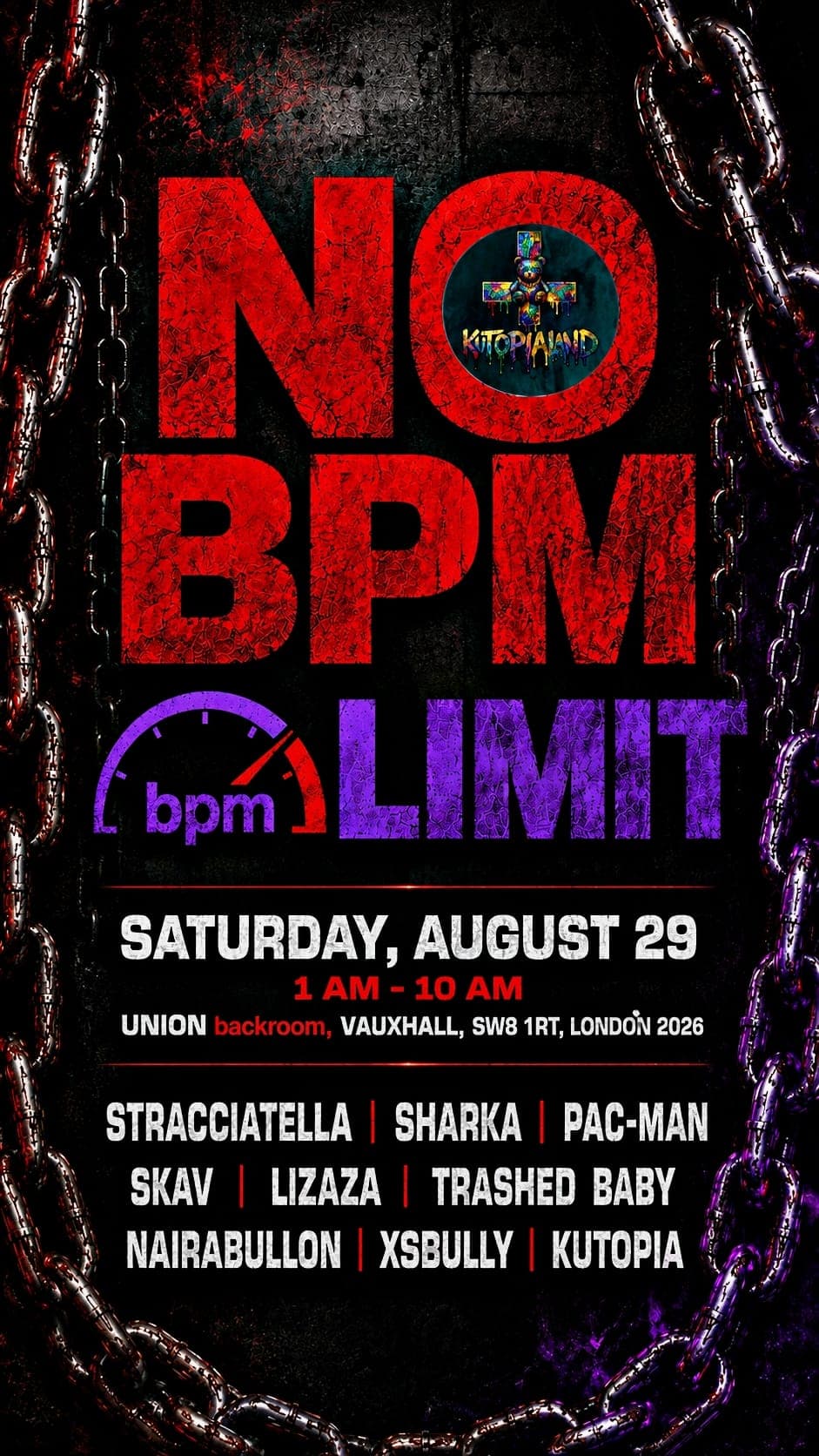 NO BPM LIMIT, techno afterparty, Saturday night / Sunday morning from 1am till 10am