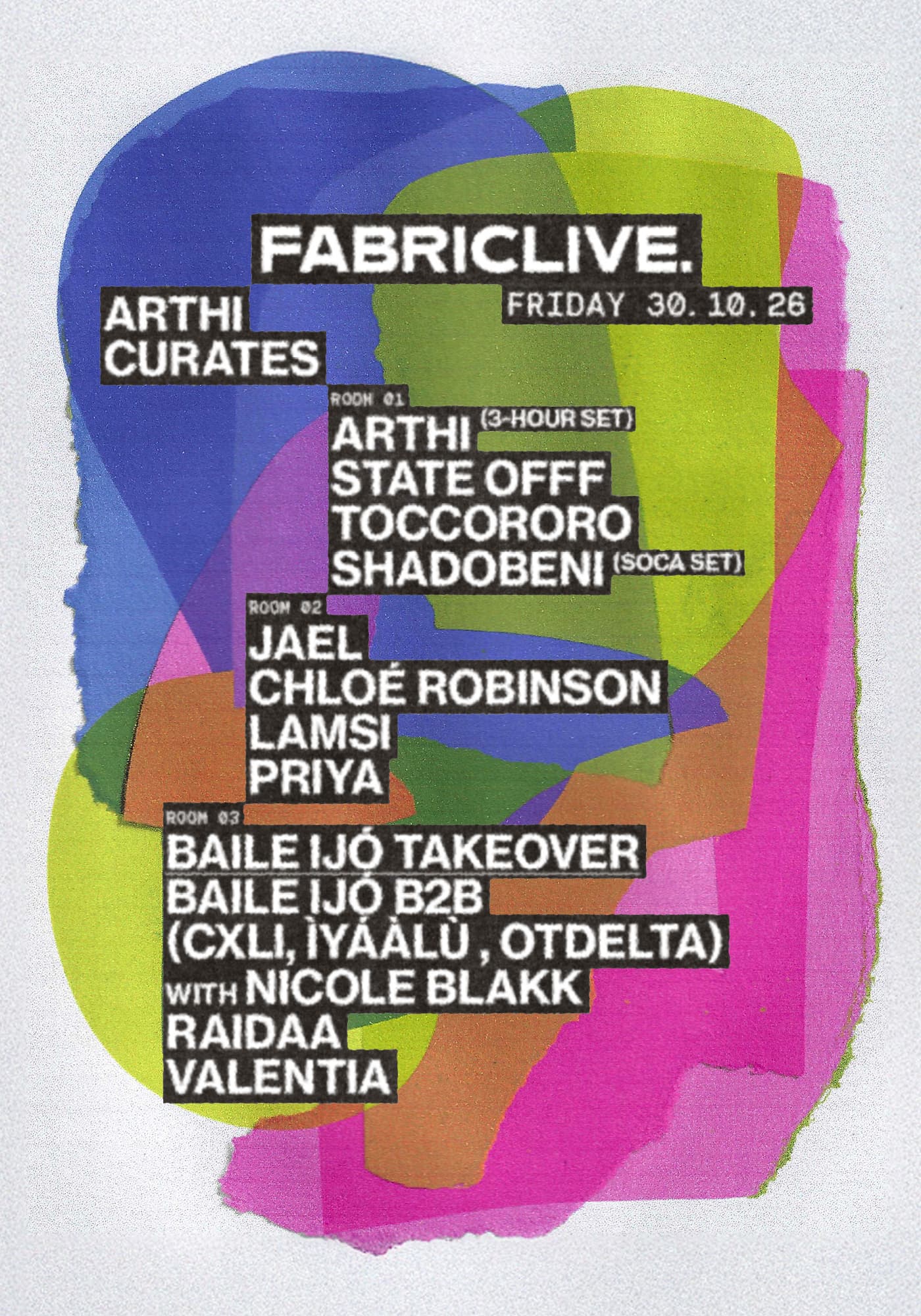 FABRICLIVE: Arthi, Chloé Robinson, JAEL, LAMSI, DJ Priya, State OFFF, TOCCORORO at FabricXX