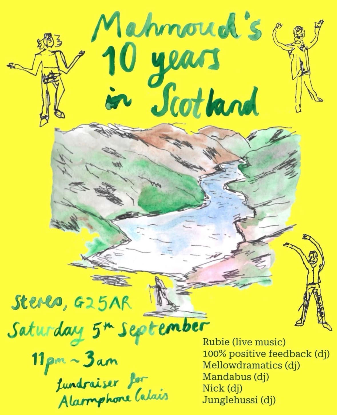 Mahmoud's 10 years in Scotland- Alarmphone Calais fundraiser at Stereo