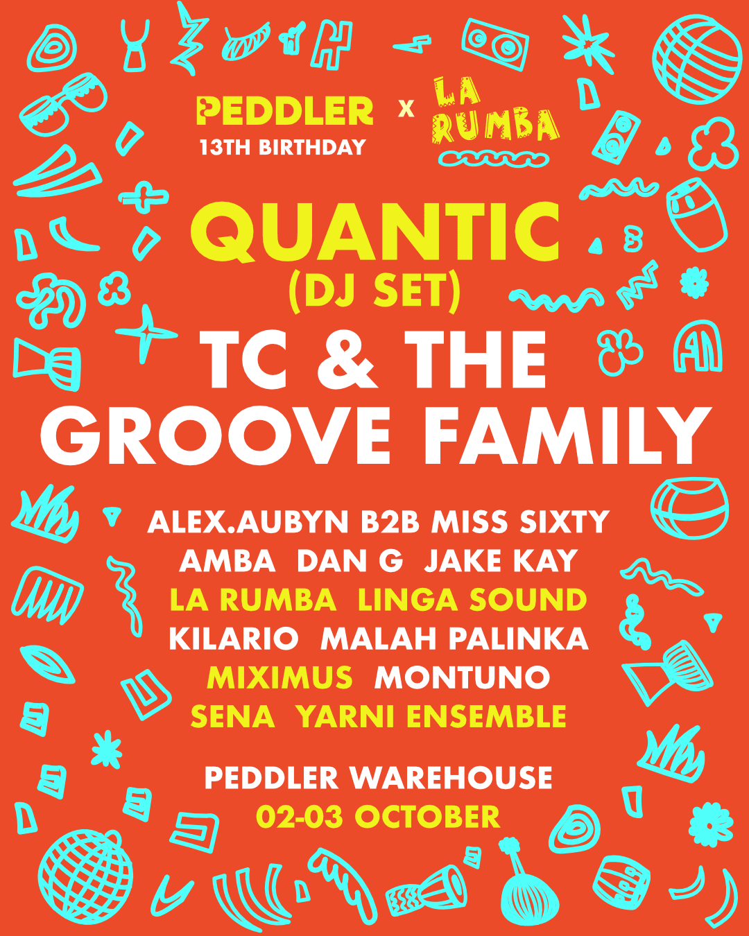La Rumba x Peddler 13th Birthday: Quantic (DJ), TC & The Groove Family + more [FREE ENTRY]