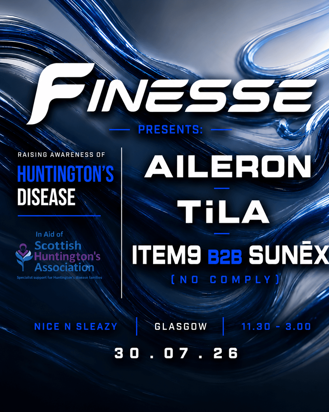 Finesse — Supporting Scottish Huntington's Association at Nice N Sleazy