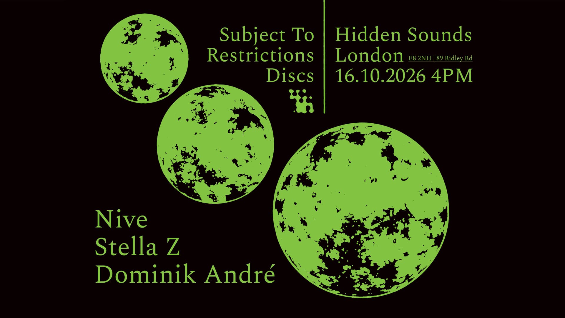 Subject To Restrictions Discs: Label Showcase at Hidden Sounds
