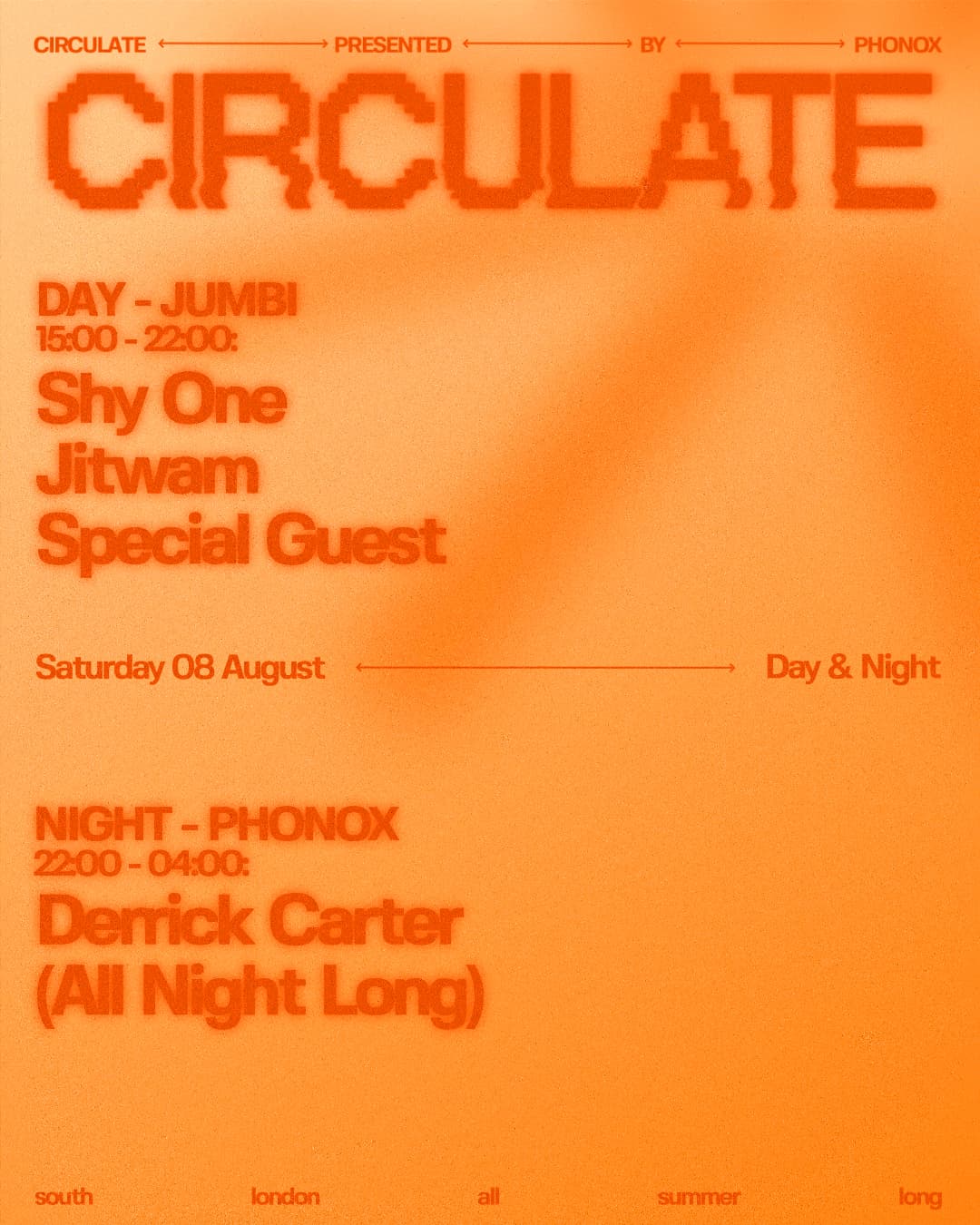 Jumbi Day Party: CIRCULATE with Shy One, Jitwam + Afterparty at Phonox at Jumbi